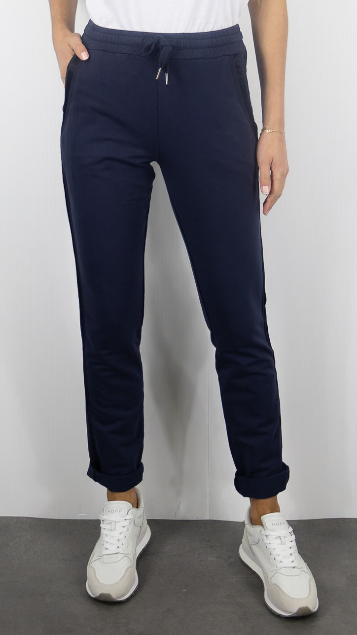 JOGGING STUDIO PARISIEN BANDES EN COTON FEMME 822739#COLOR_MARINE