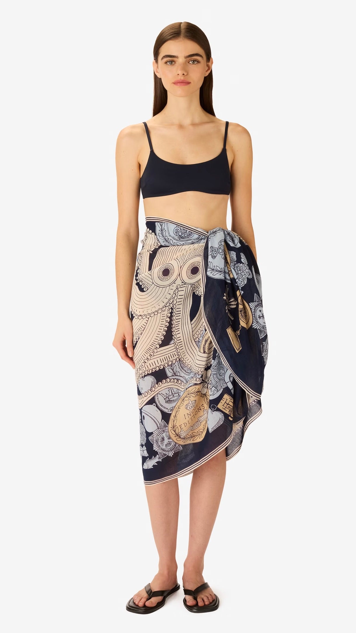 ECHARPE EN COTON IMPRIMEE POUR FEMME INOUI EDITIONS OCTOPUS#COLOR_NAVY