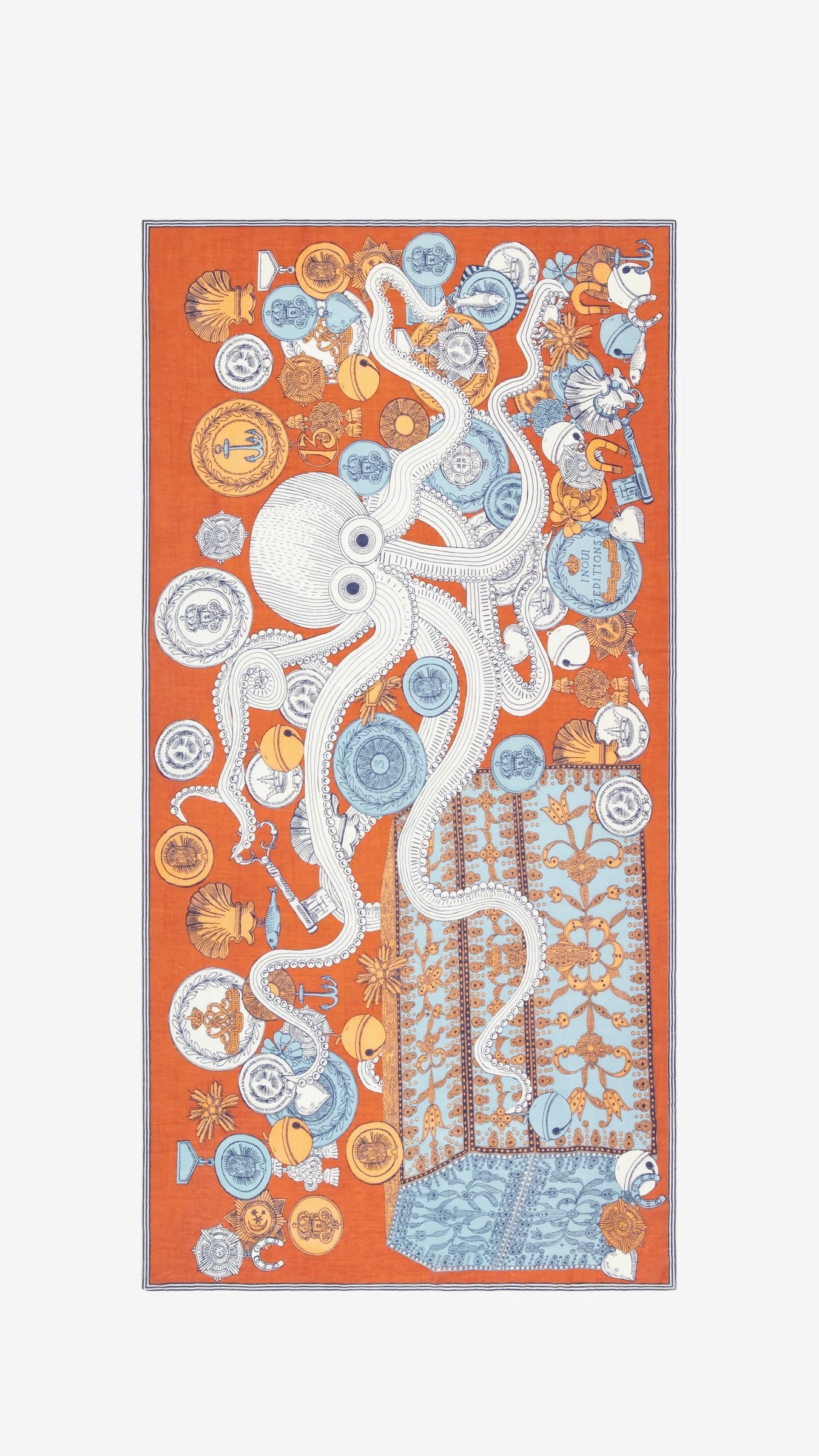 ECHARPE EN COTON IMPRIMEE POUR FEMME INOUI EDITIONS OCTOPUS#COLOR_ORANGE
