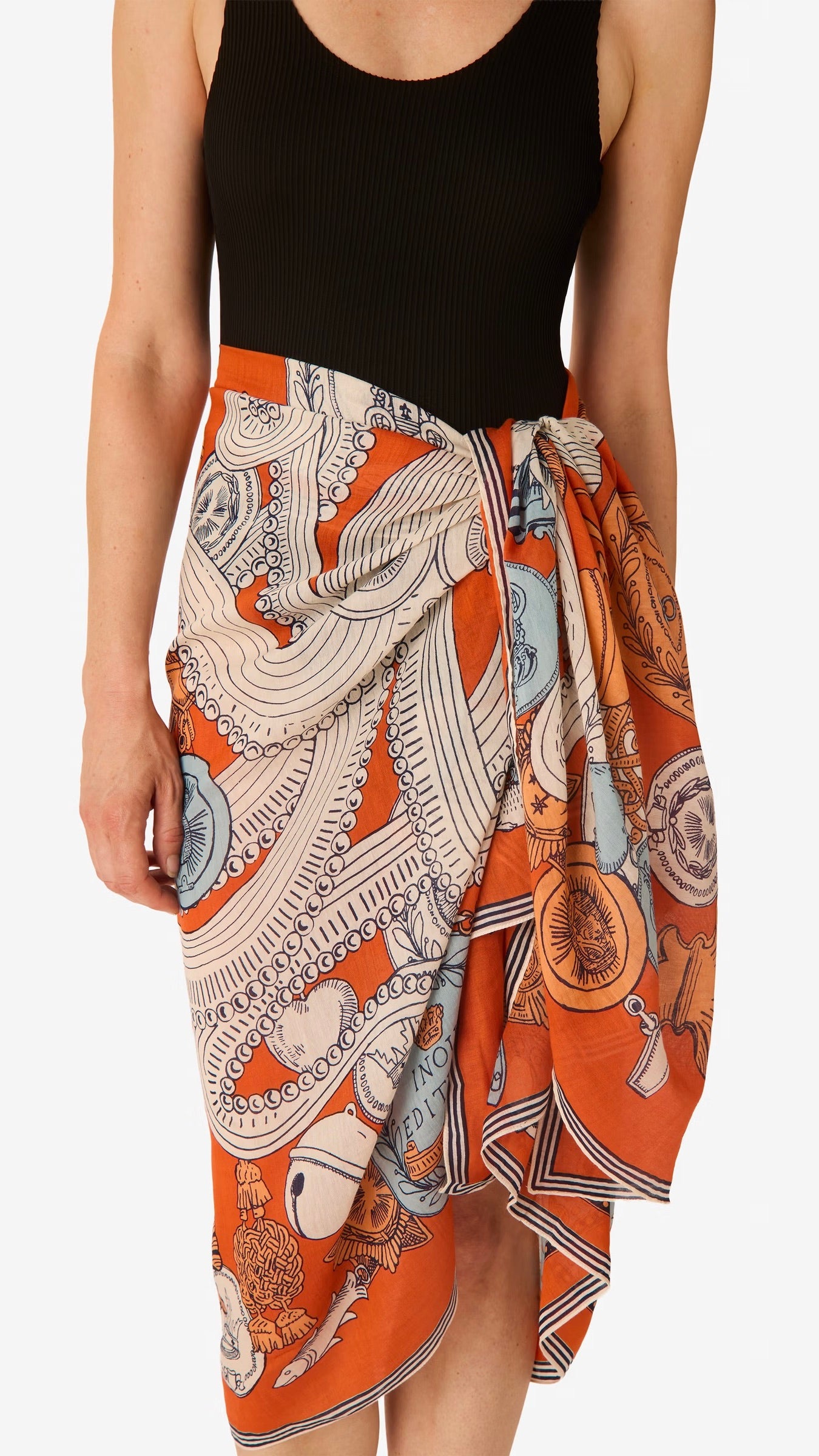 ECHARPE EN COTON IMPRIMEE POUR FEMME INOUI EDITIONS OCTOPUS#COLOR_ORANGE