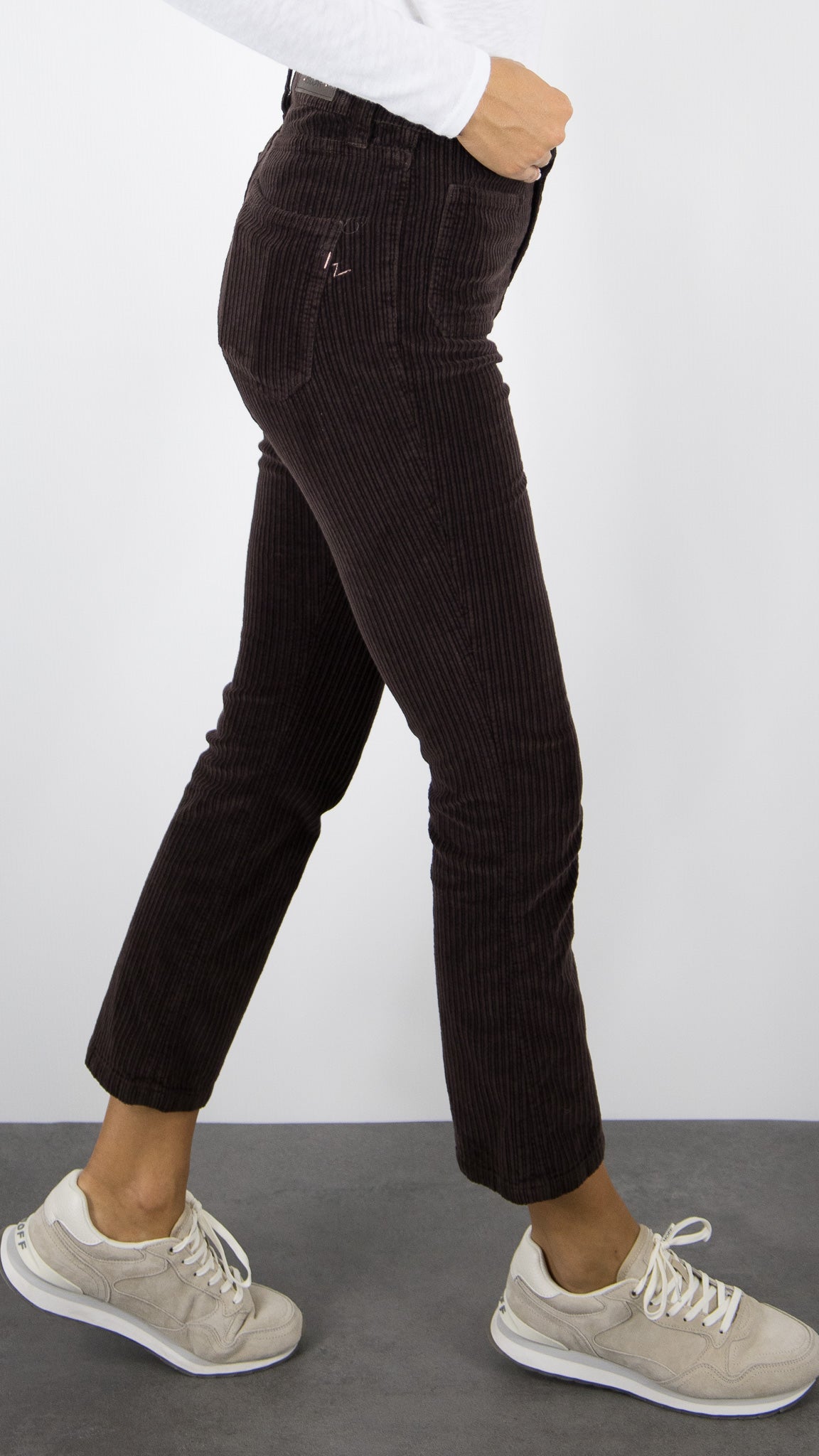 PANTALON EVASE 7/8 EN VELOURS COTELE POUR FEMME  ISLOW OLIVIA BIG CORD#COLOR_BRUN/CHOCO