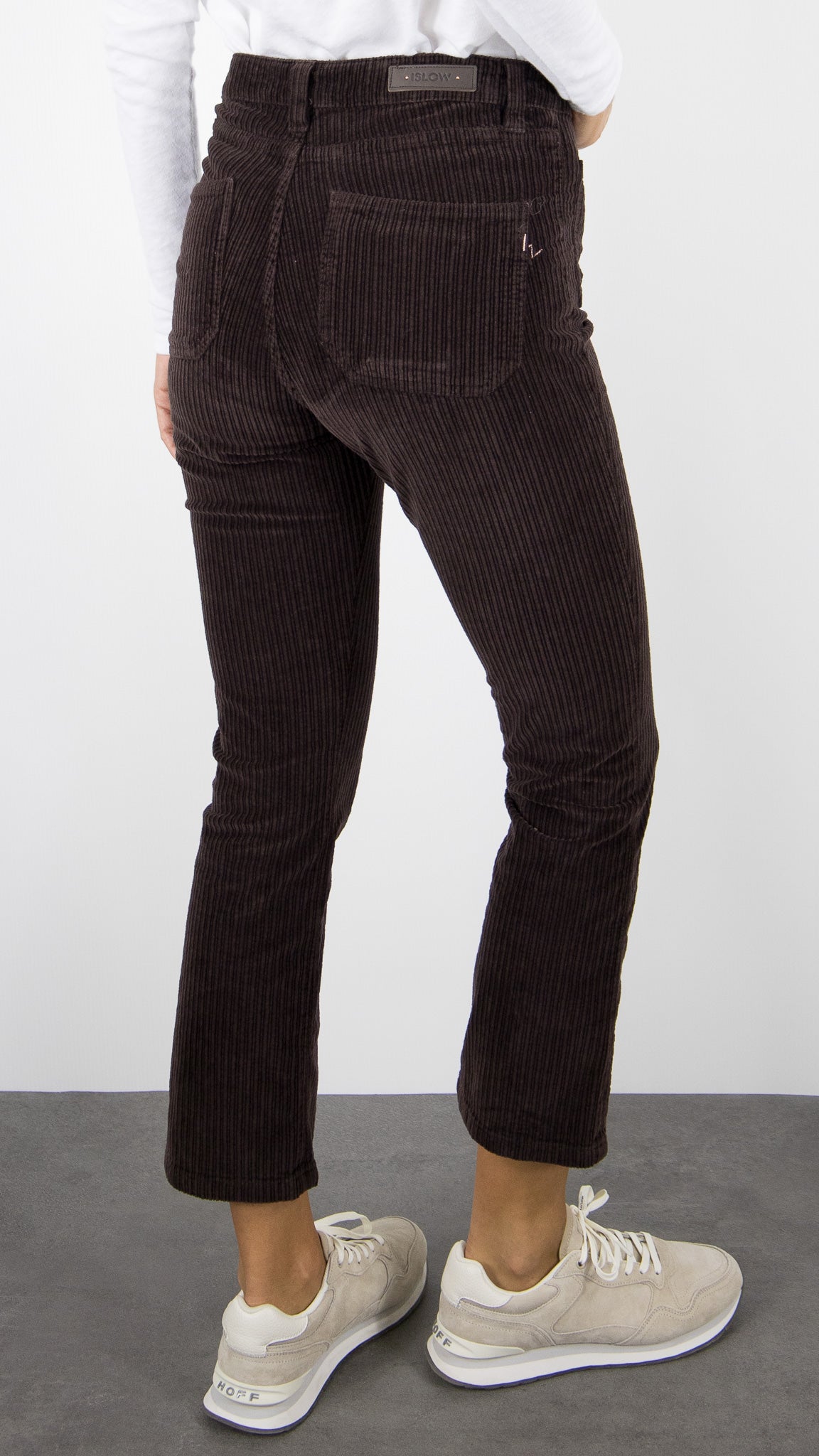 PANTALON EVASE 7/8 EN VELOURS COTELE POUR FEMME  ISLOW OLIVIA BIG CORD#COLOR_BRUN/CHOCO