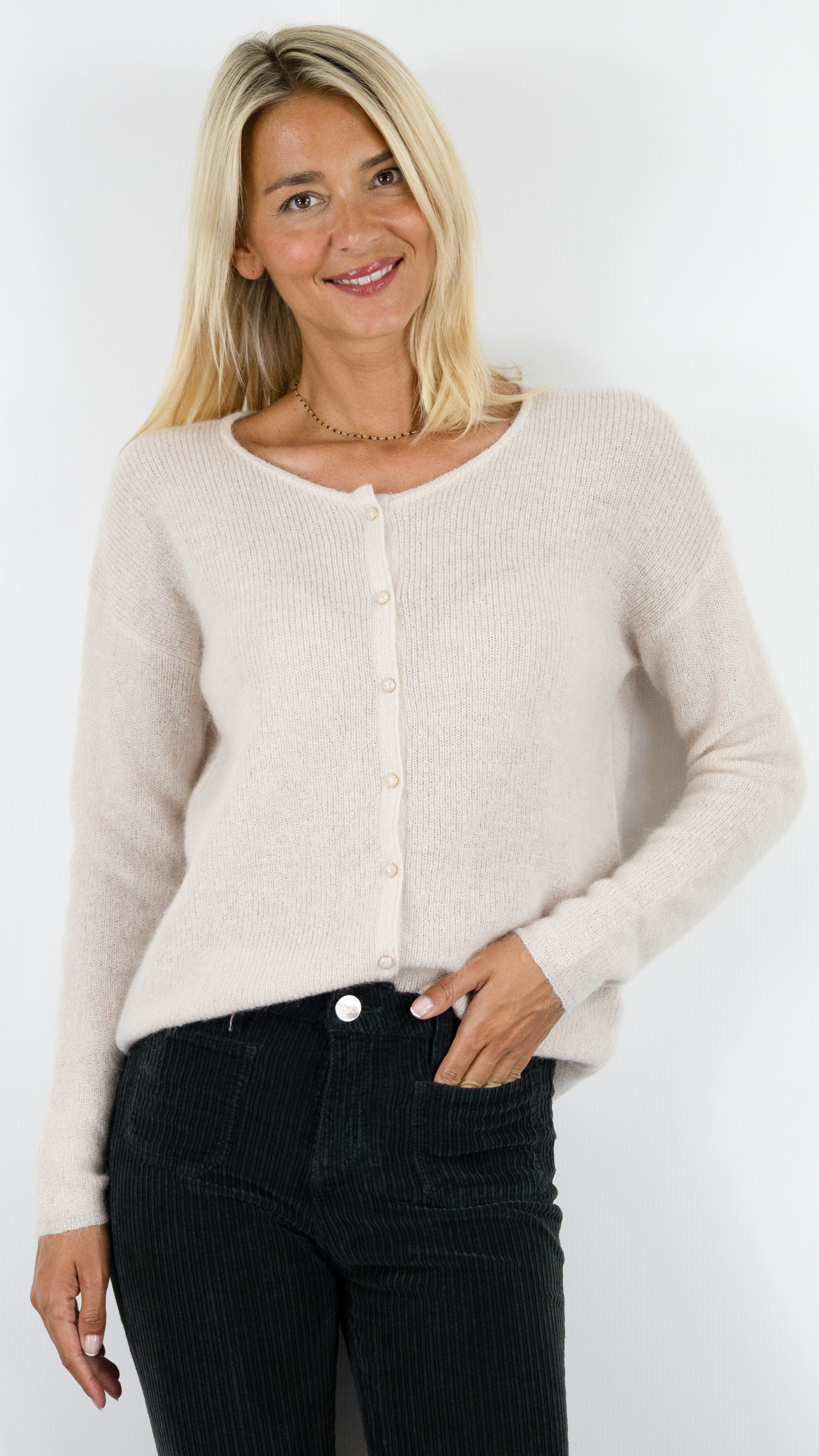 CARDIGAN EN KID MOHAIR POUR FEMME NAIS MN2026#COLOR_BEIGE