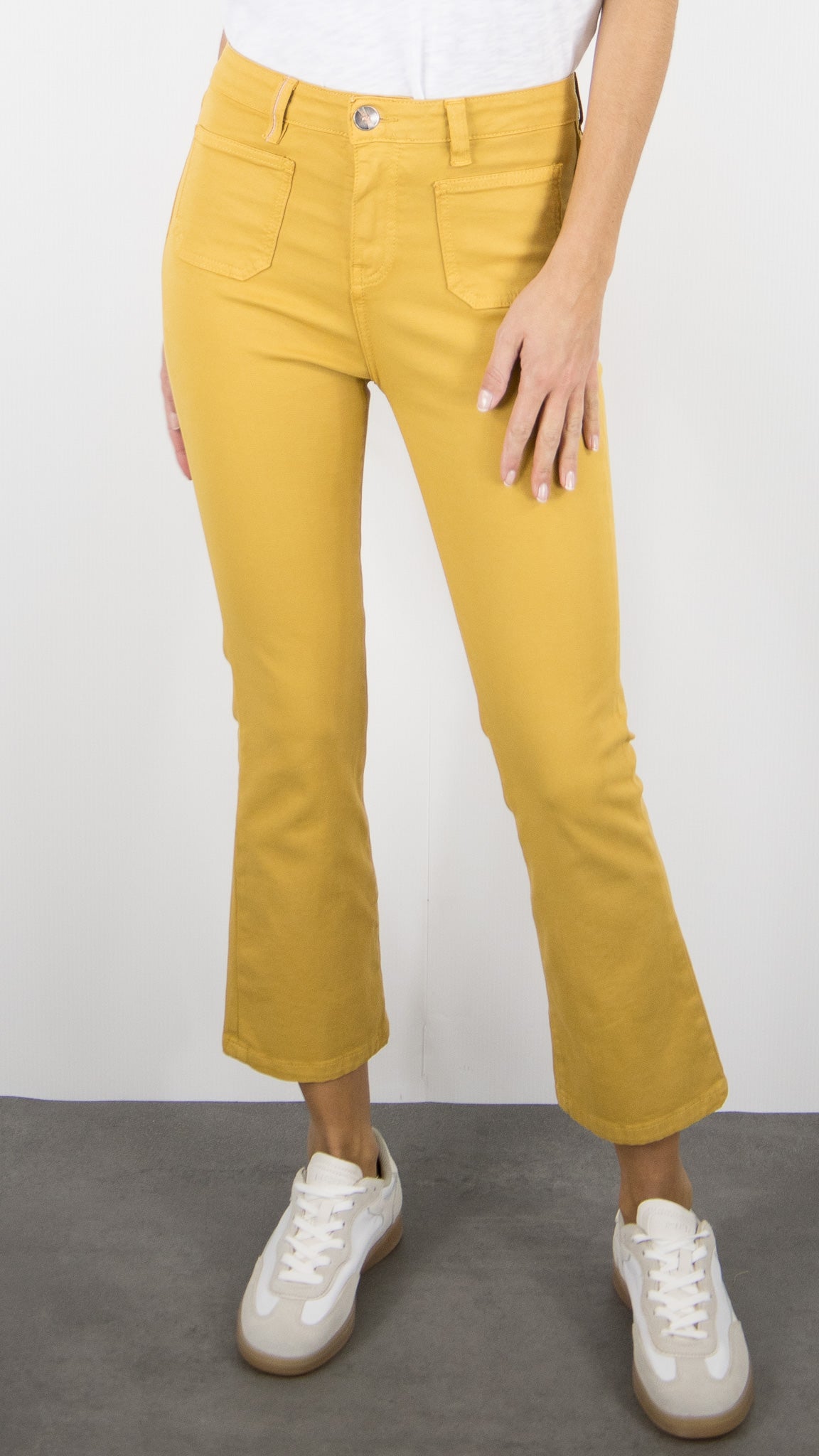 PANTALON EVASE 7/8 OLIVIA DRILL PES ISLOW#COLOR_AMBRE/SAFRAN JAUNE