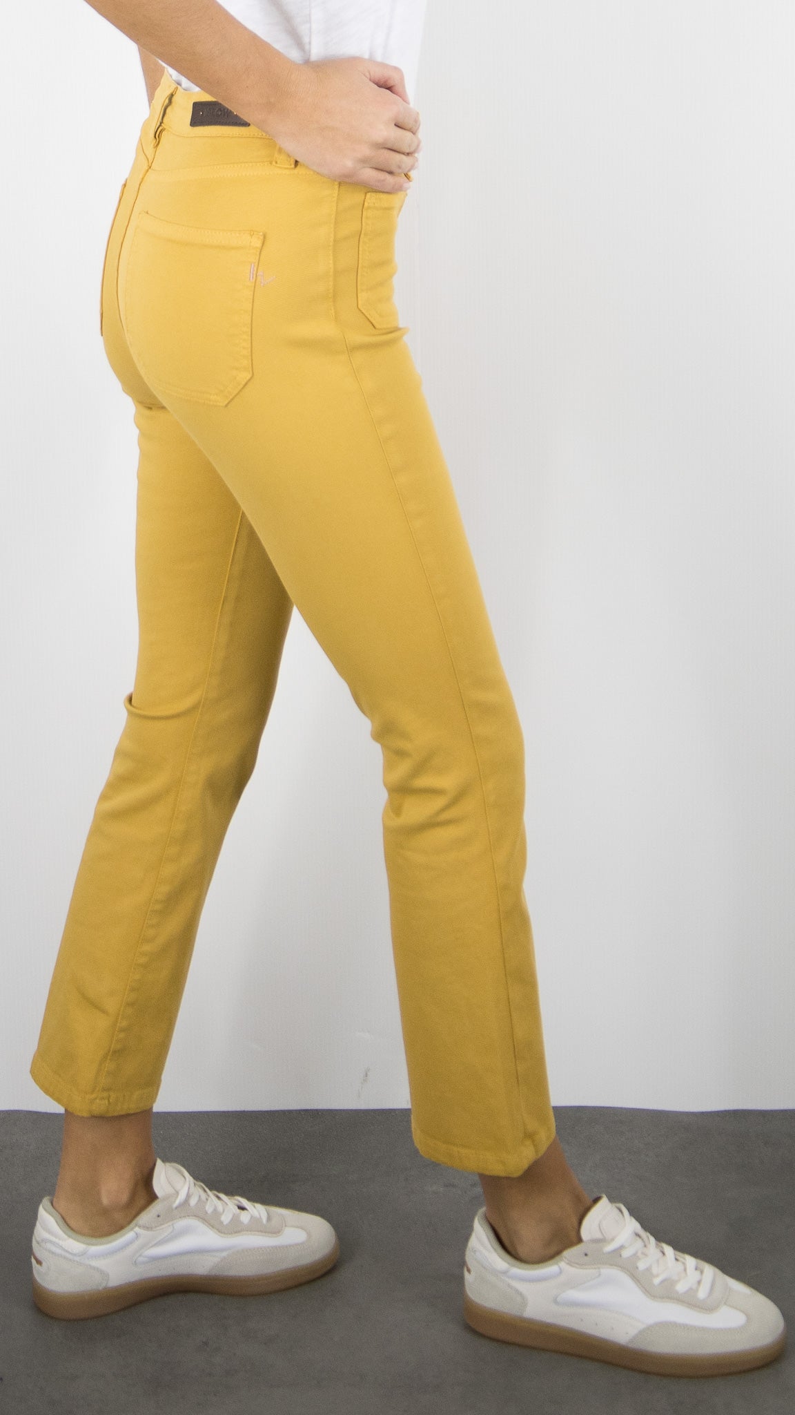 PANTALON EVASE 7/8 OLIVIA DRILL PES ISLOW#COLOR_AMBRE/SAFRAN JAUNE