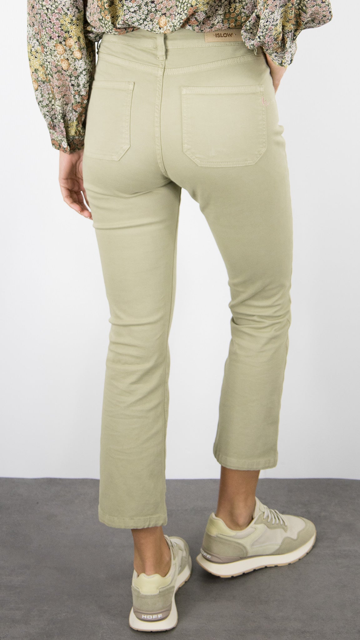 PANTALON EVASE 7/8 OLIVIA DRILL PES ISLOW#COLOR_TILLEUL/VERVEINE
