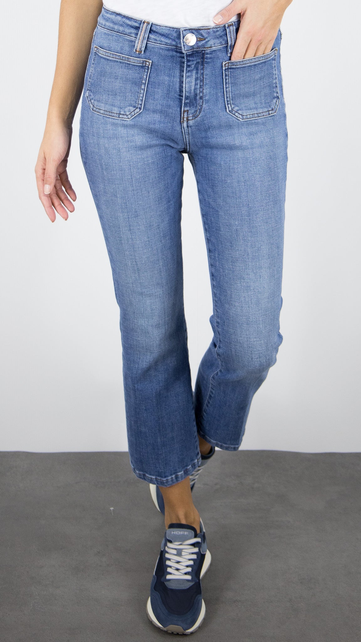 JEANS FLARE 7/8 POUR FEMME  ISLOW OLIVIA RECYCLED BLUE VINTAGE USED