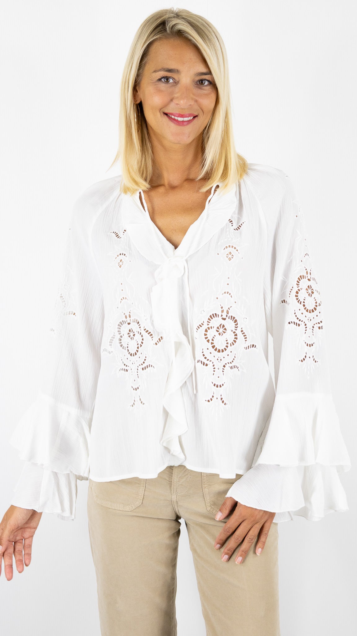 BLOUSE BRODEE FLUIDE ECRUE BA&SH OMAR