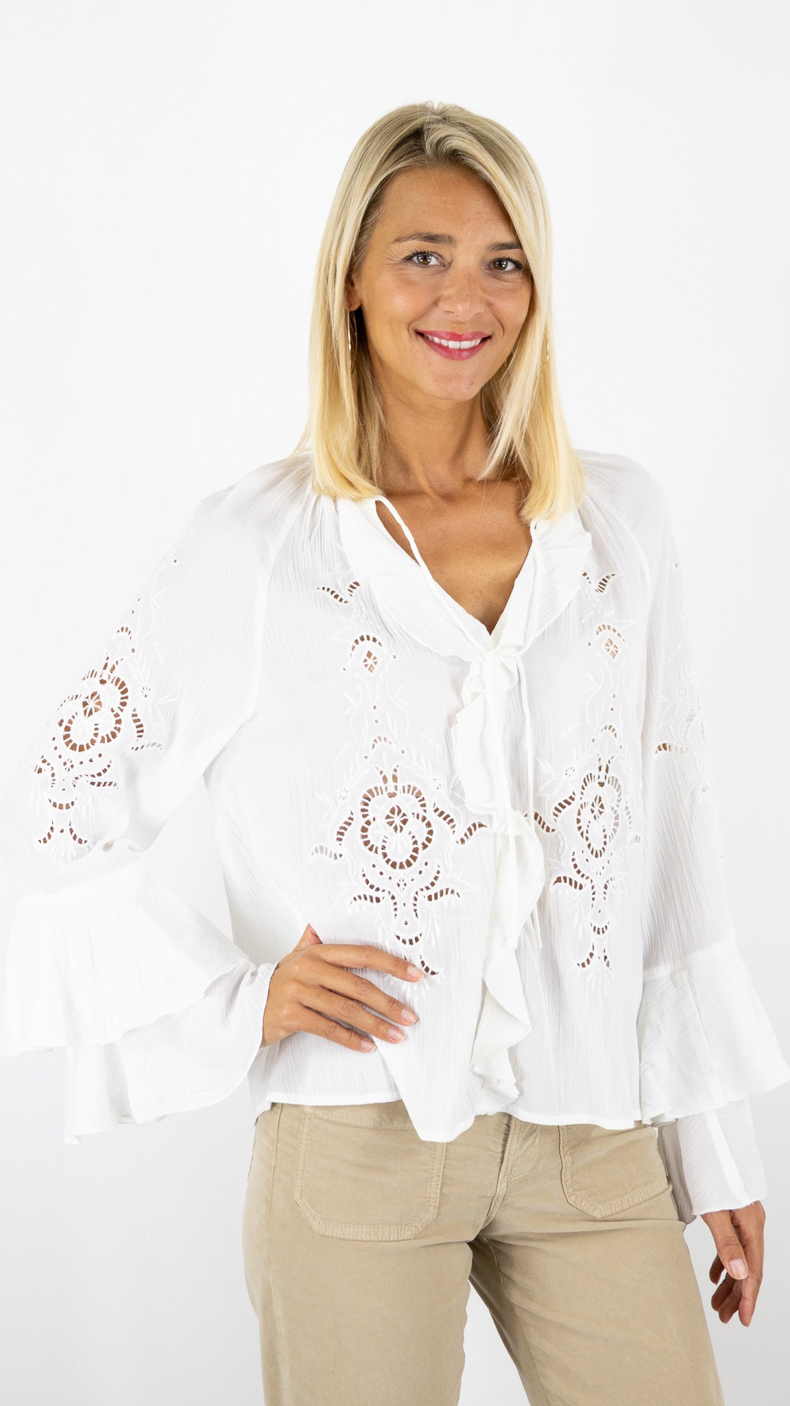 BLOUSE BRODEE FLUIDE ECRUE BA&SH OMAR
