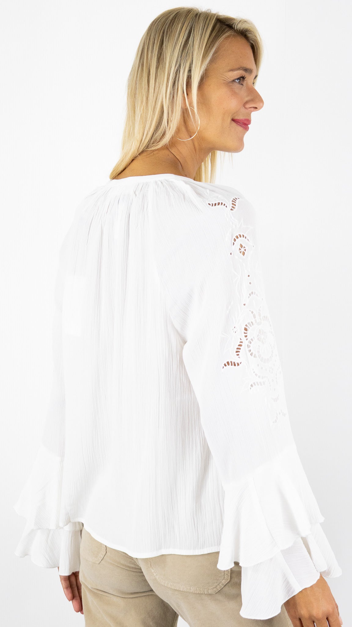 BLOUSE BRODEE FLUIDE ECRUE BA&SH OMAR