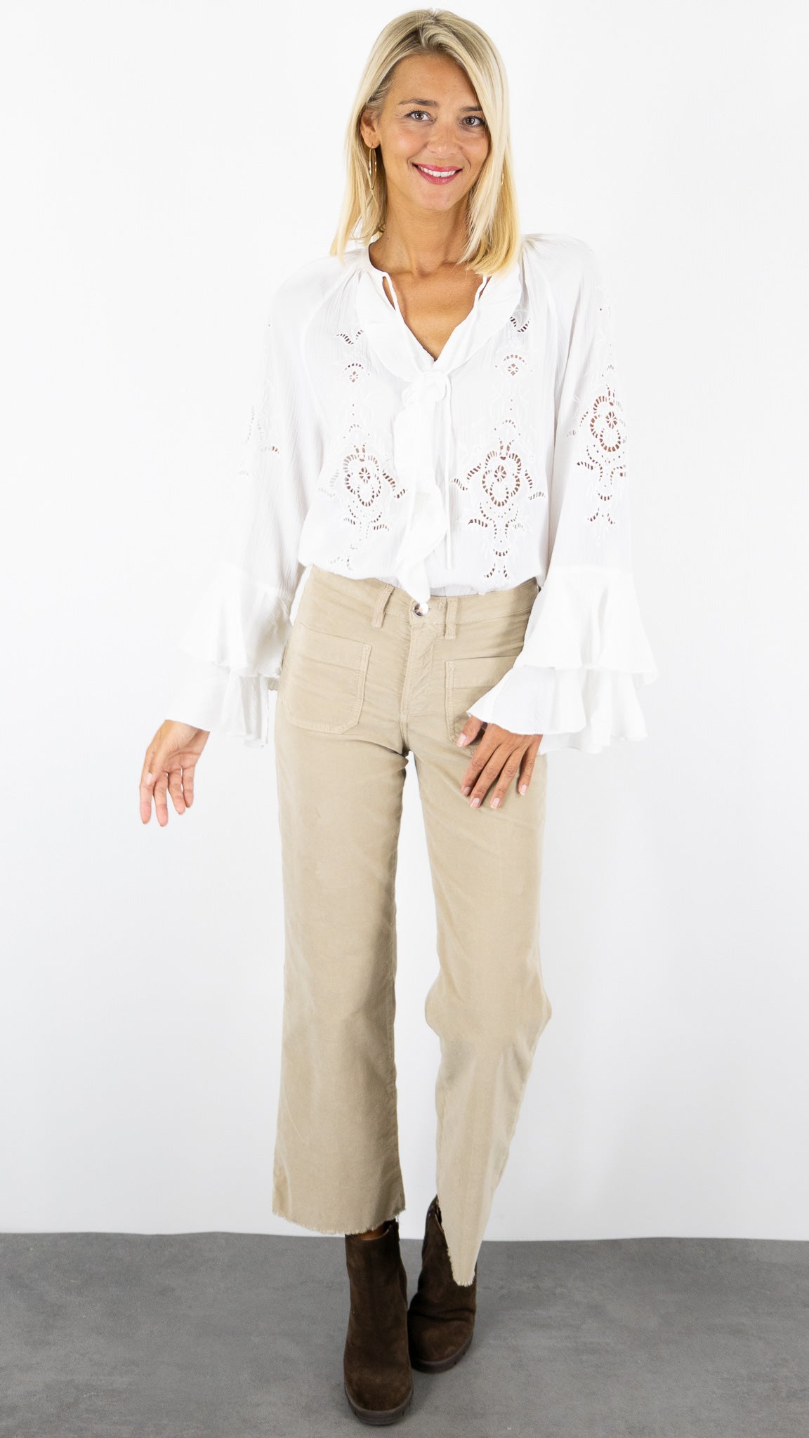 BLOUSE BRODEE FLUIDE ECRUE BA&SH OMAR