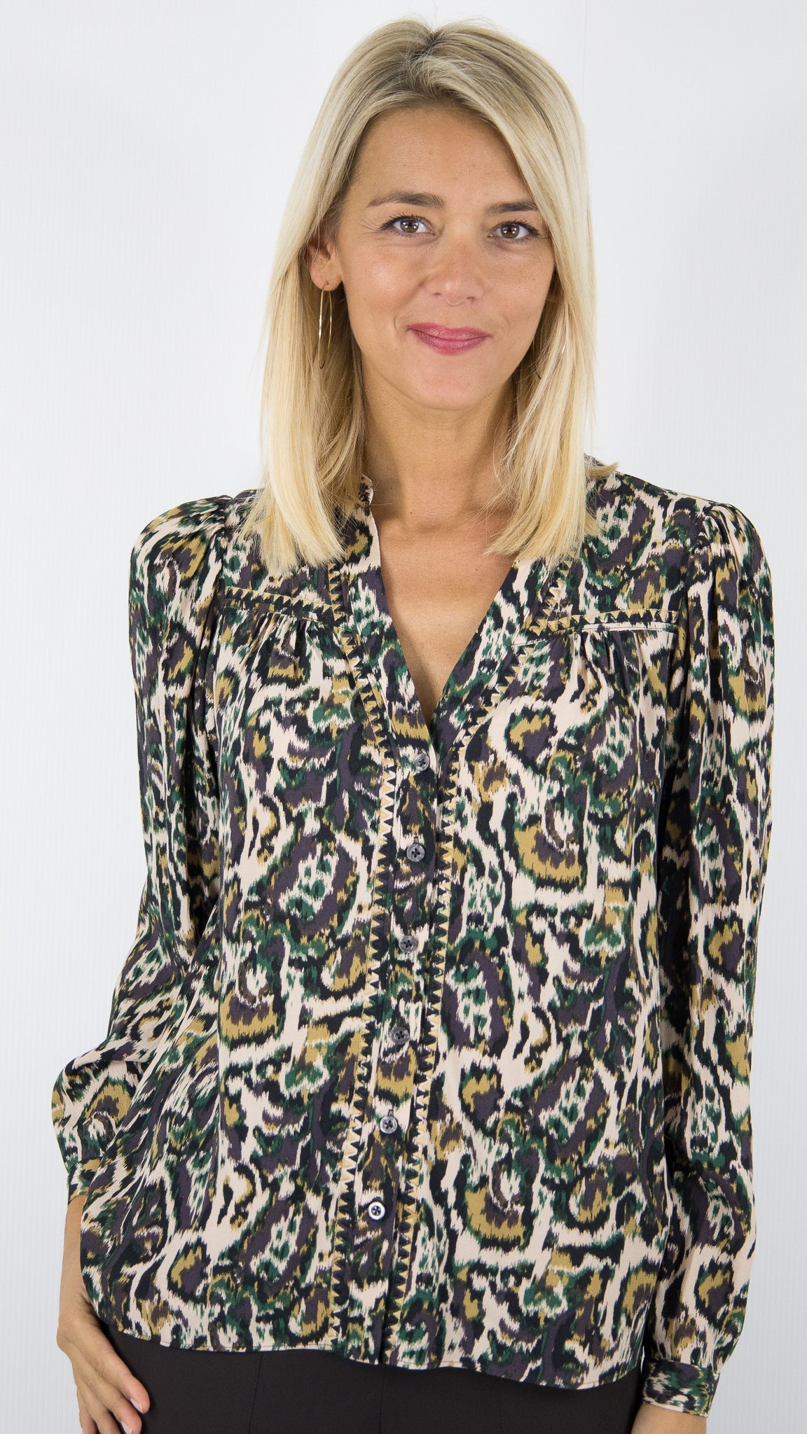 BLOUSE IMPRIME ECRU FLUIDE BA&SH ONADA