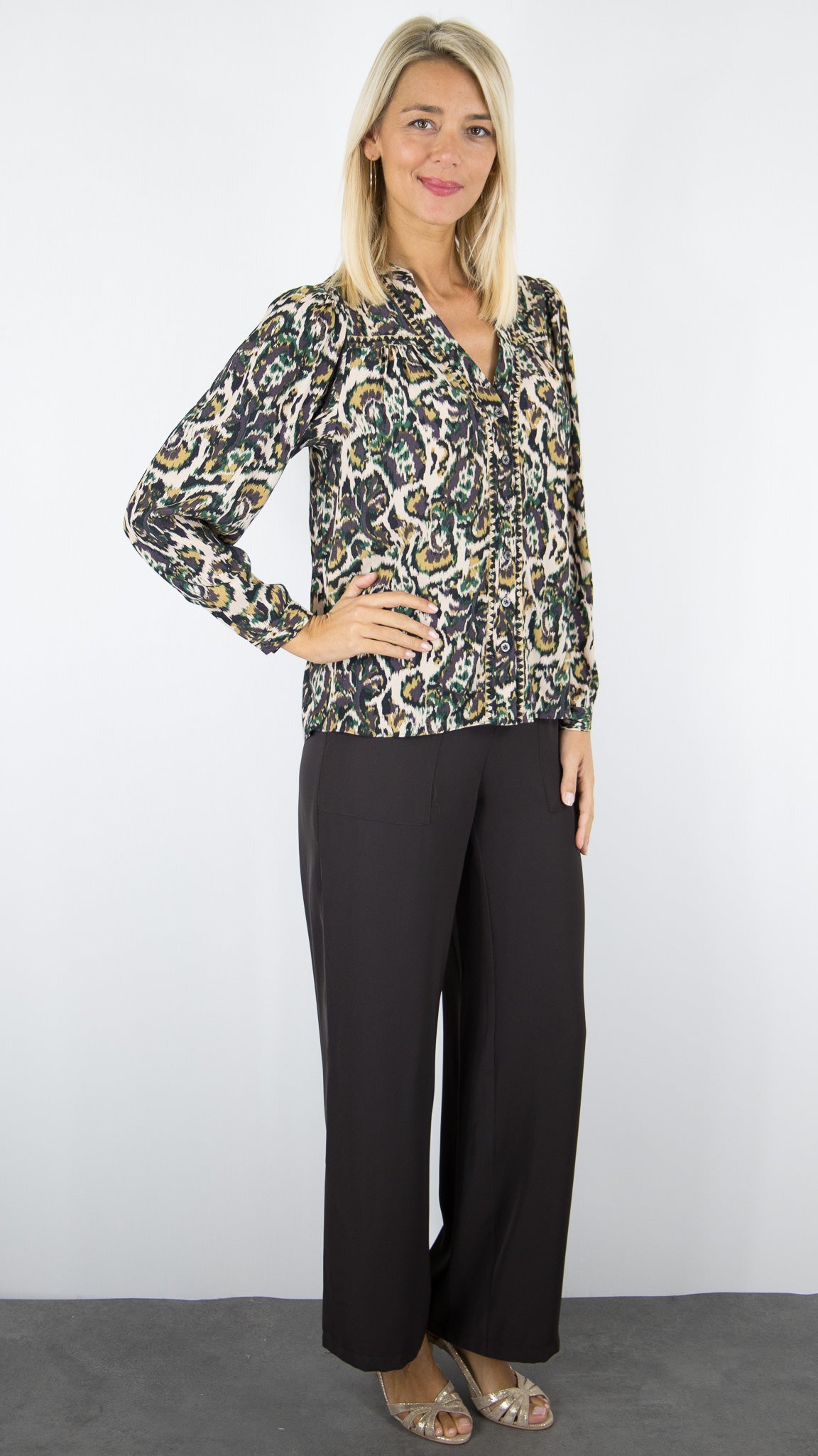 BLOUSE IMPRIME ECRU FLUIDE BA&SH ONADA