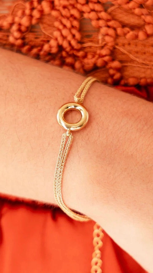 BRACELET CHAINE DORE AVEC ANNEAU SBS24398