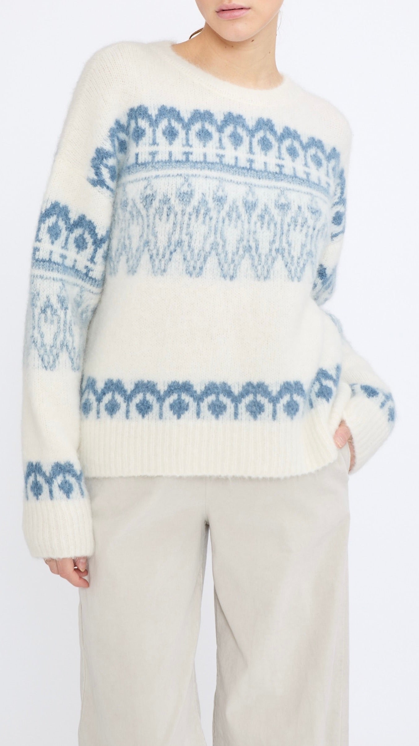 PULL MONTAGNE LARGE EN ALPAGA POUR FEMME JEFF ORSO NAVY