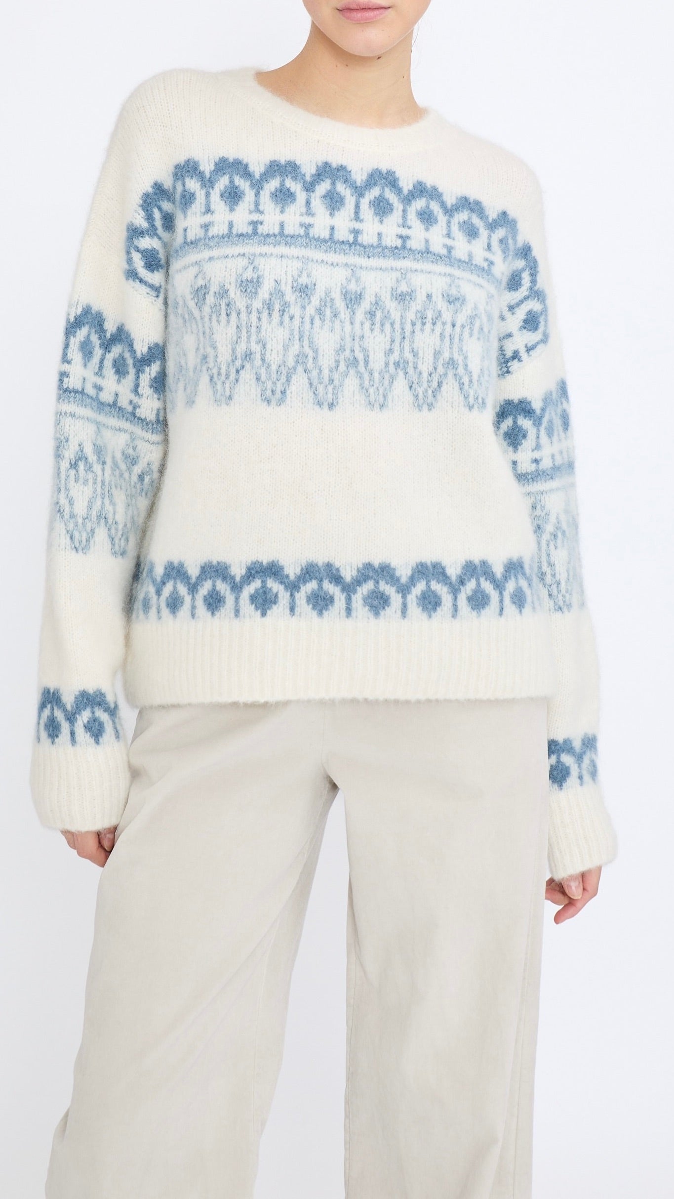 PULL MONTAGNE LARGE EN ALPAGA POUR FEMME JEFF ORSO NAVY