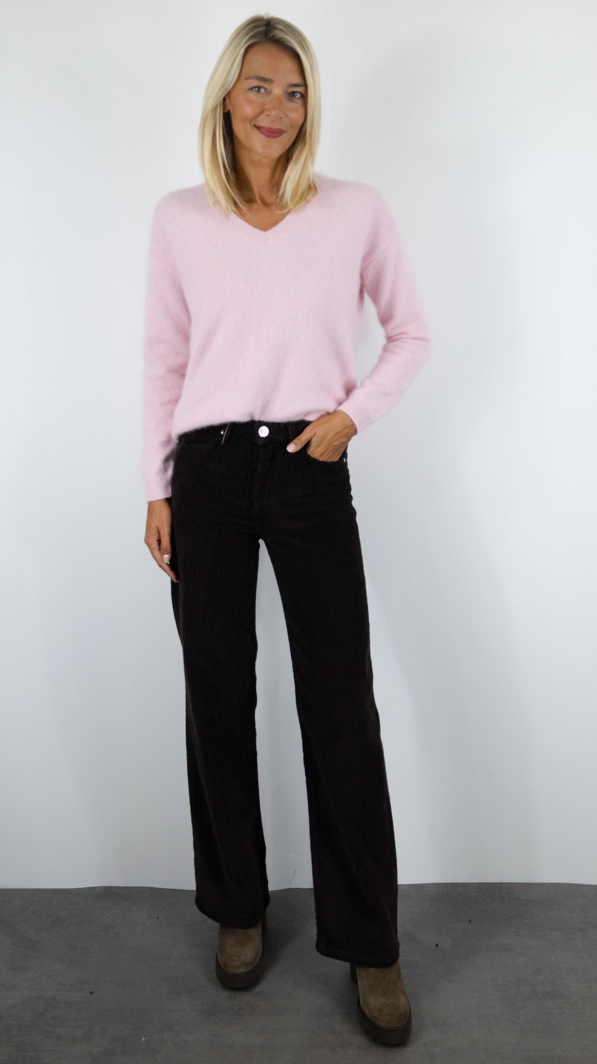PANTALON DROIT EN VELOURS POUR FEMME ISLOW OSCAR CABLE CORD#COLOR_ESPRESSO/CHOCOLAT