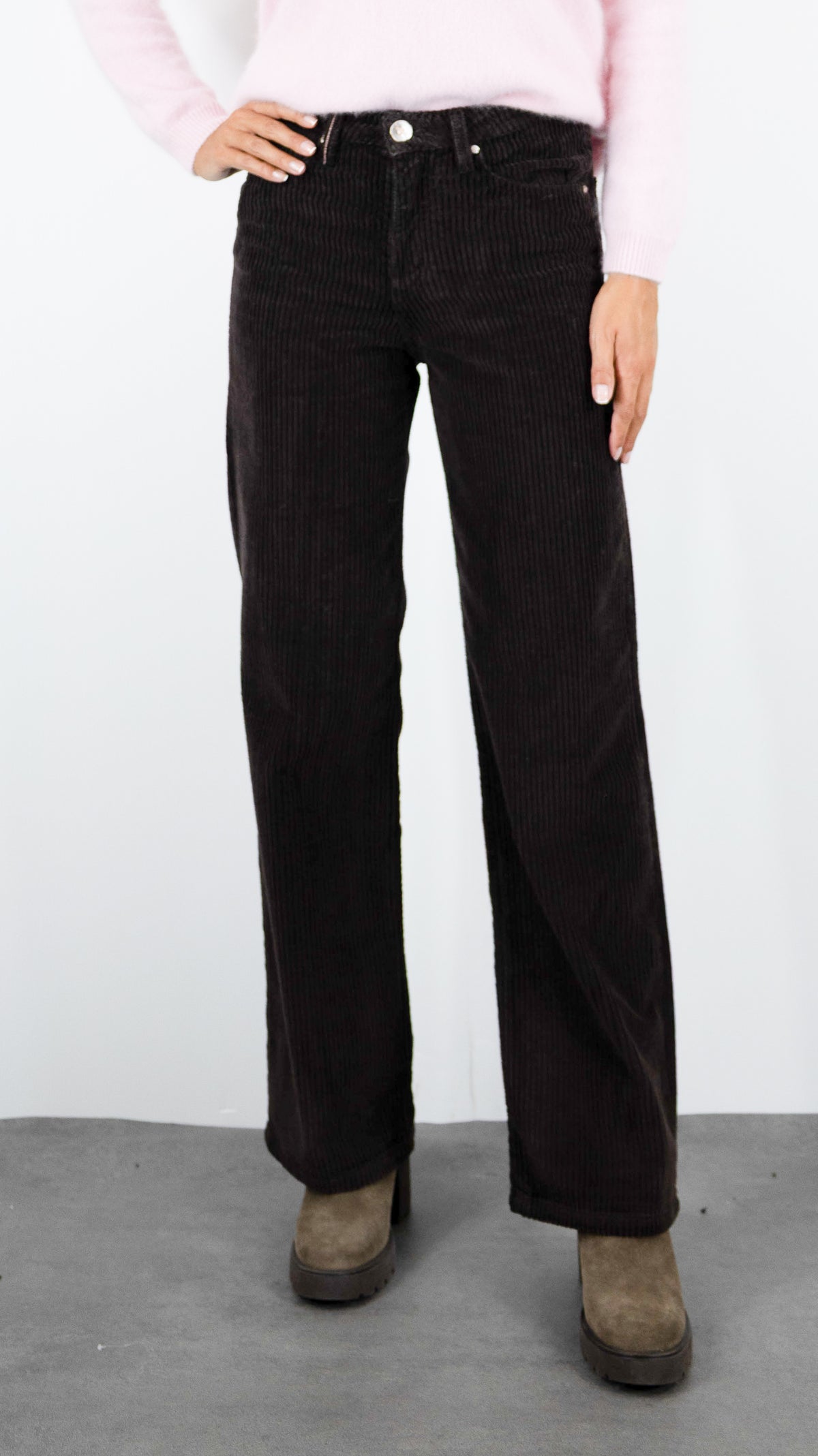 PANTALON DROIT EN VELOURS POUR FEMME ISLOW OSCAR CABLE CORD#COLOR_ESPRESSO/CHOCOLAT