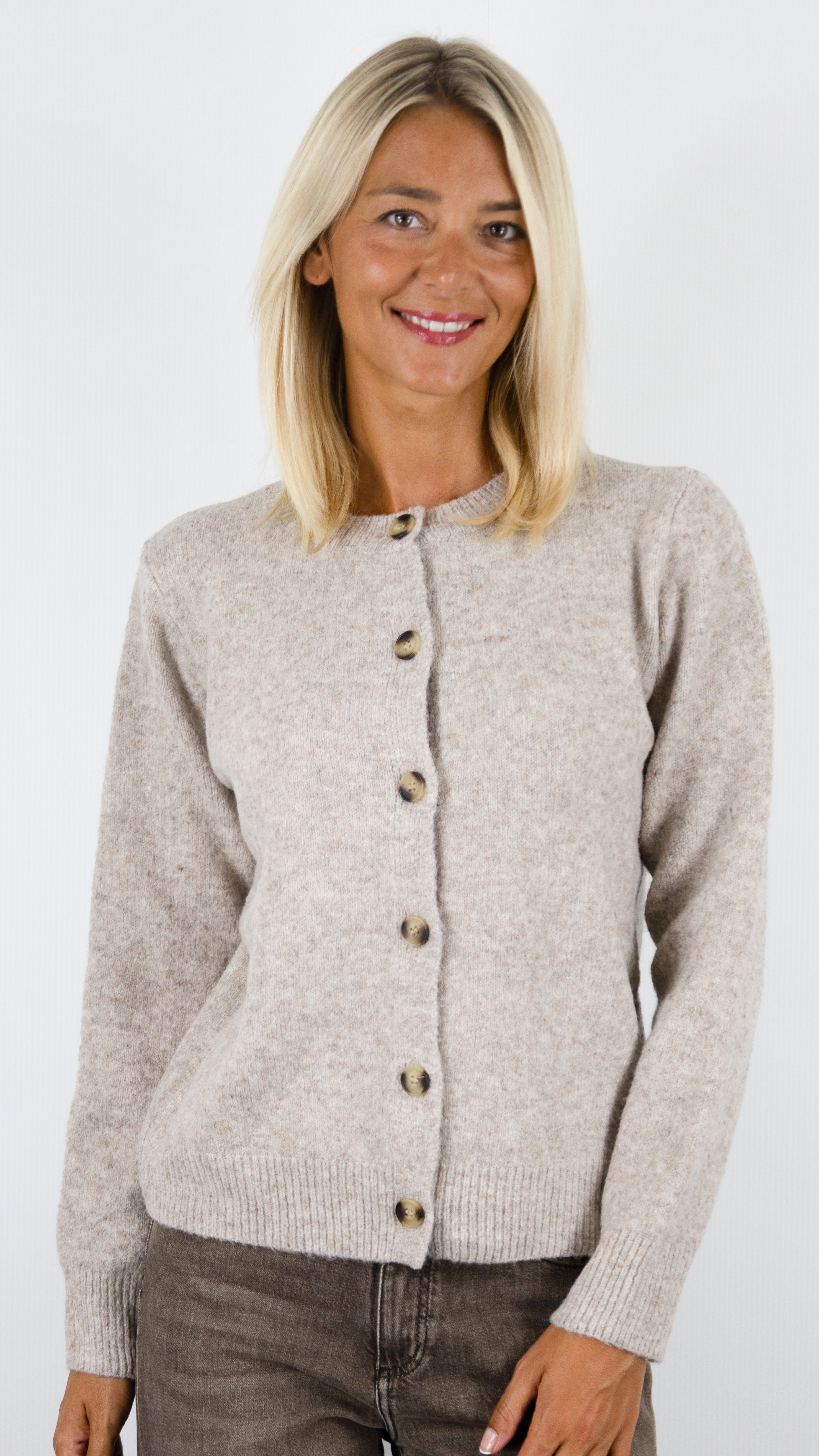 GILET MAILLE CHINÉE POUR FEMME 16G152 SEASON TAUPE 