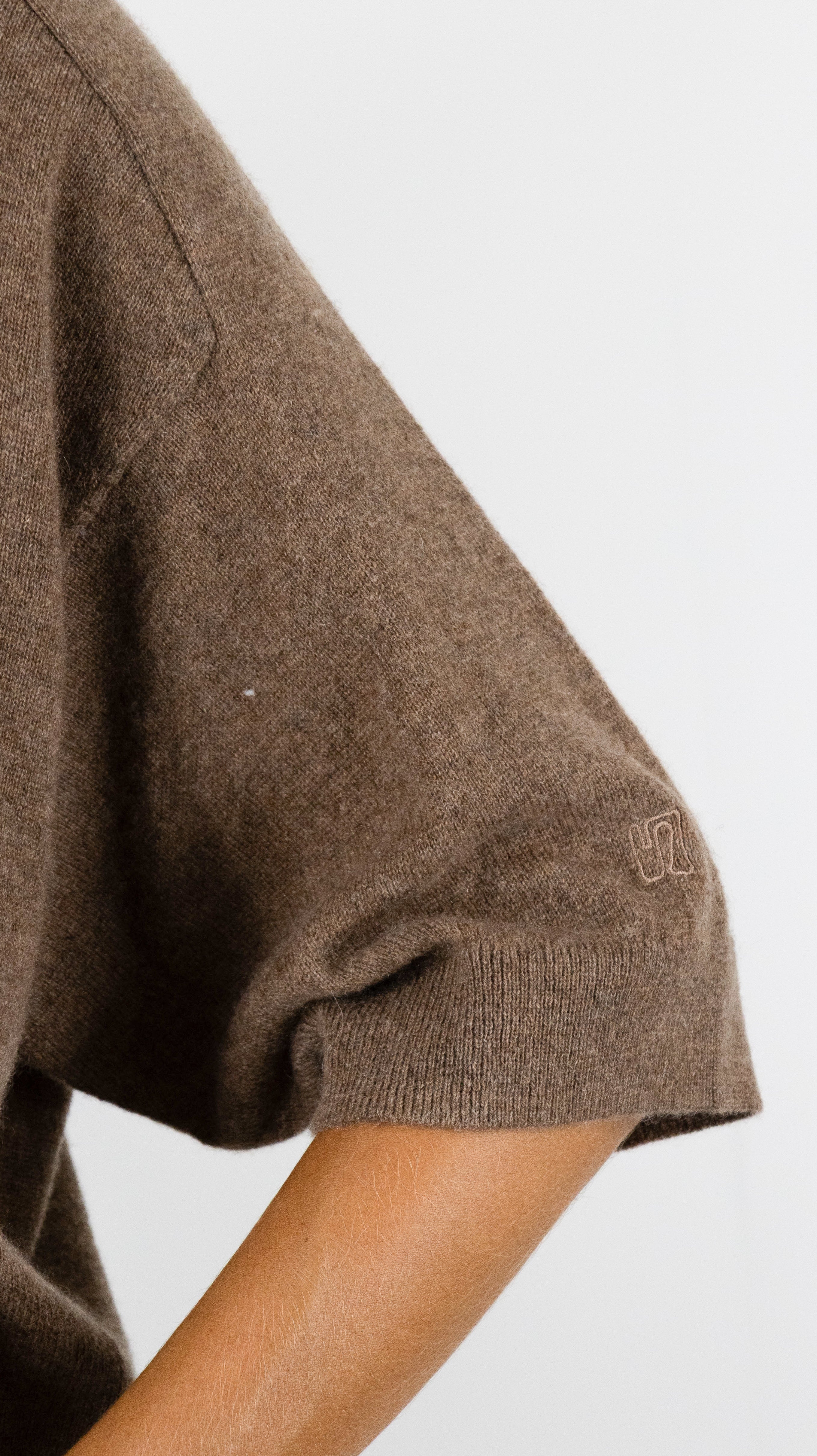 PULL COURT COL ROND MANCHES COURTES FEMME LILOU NOTSHY#COLOR_CAFE AU LAIT 