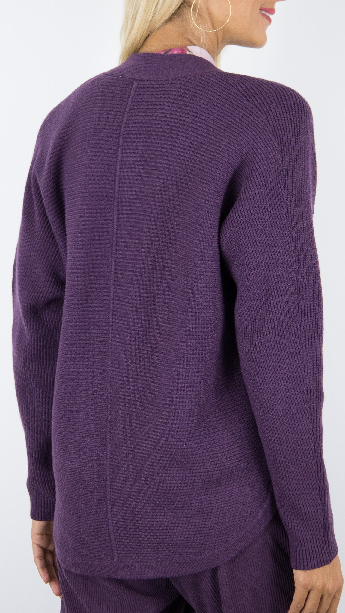 GILET BORD A BORD SANS COL VIOLET RAISIN FEMME BIANCA OTIS 68121