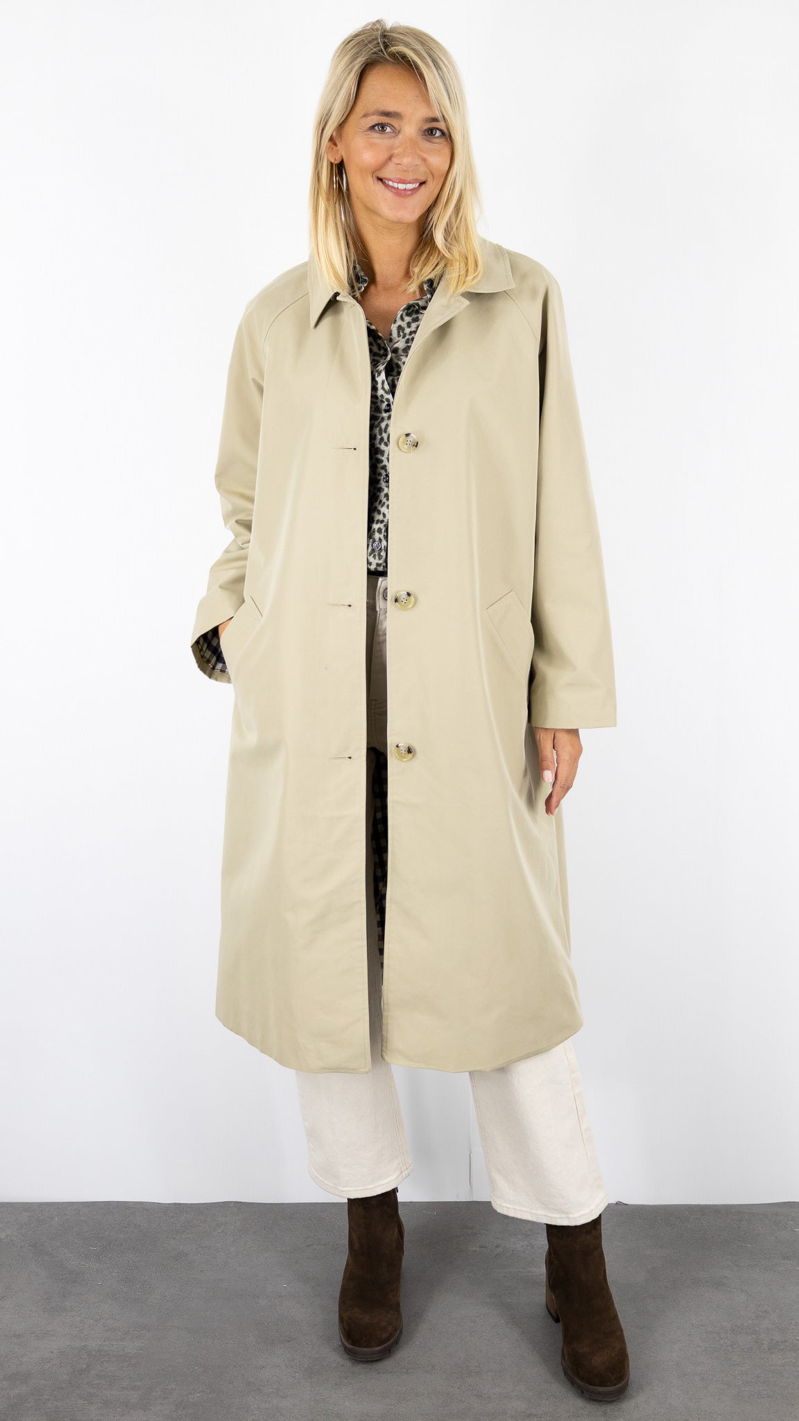 TRENCH LONG AMPLE BEIGE FEMME STUDIO PARISIEN OXFORD