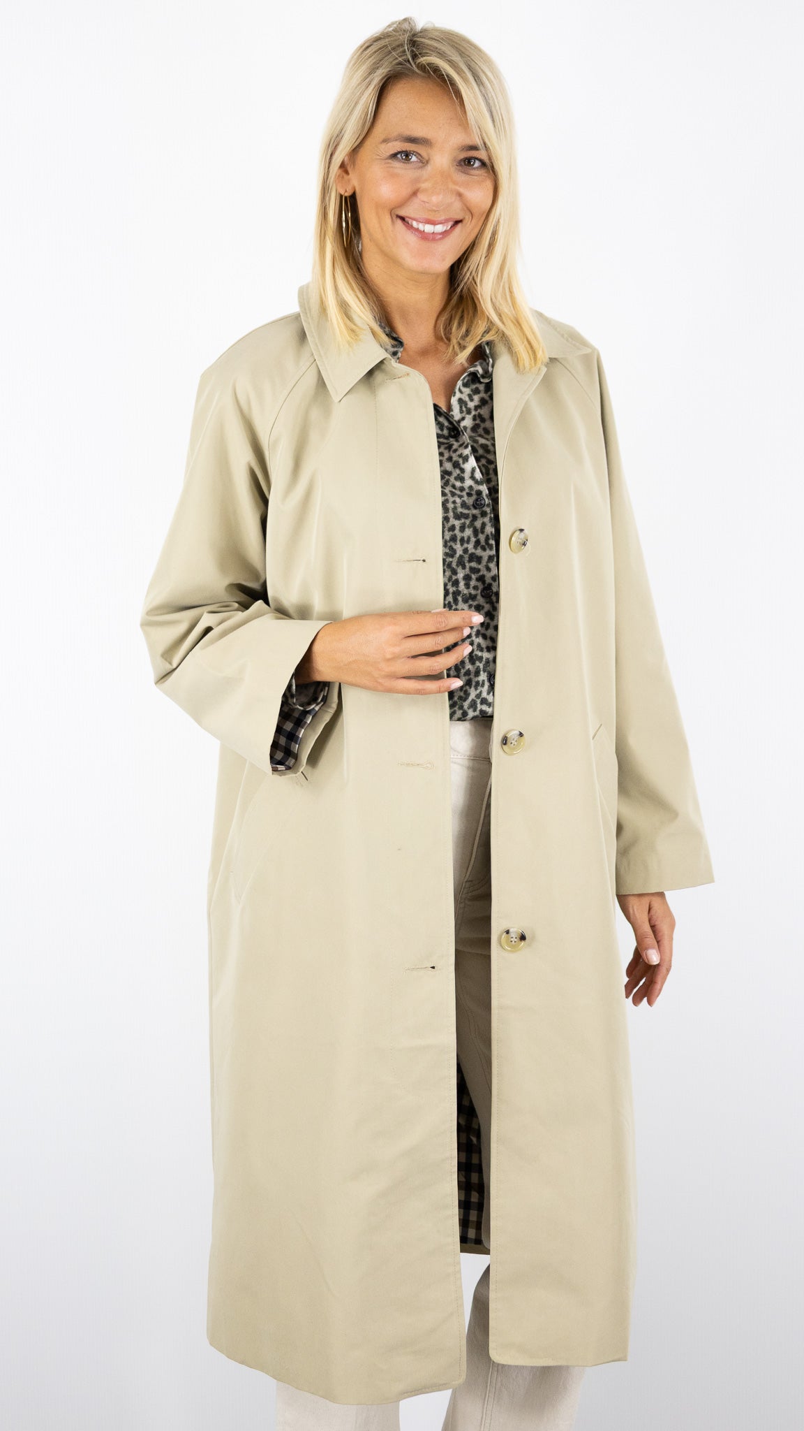 TRENCH LONG AMPLE BEIGE FEMME STUDIO PARISIEN OXFORD