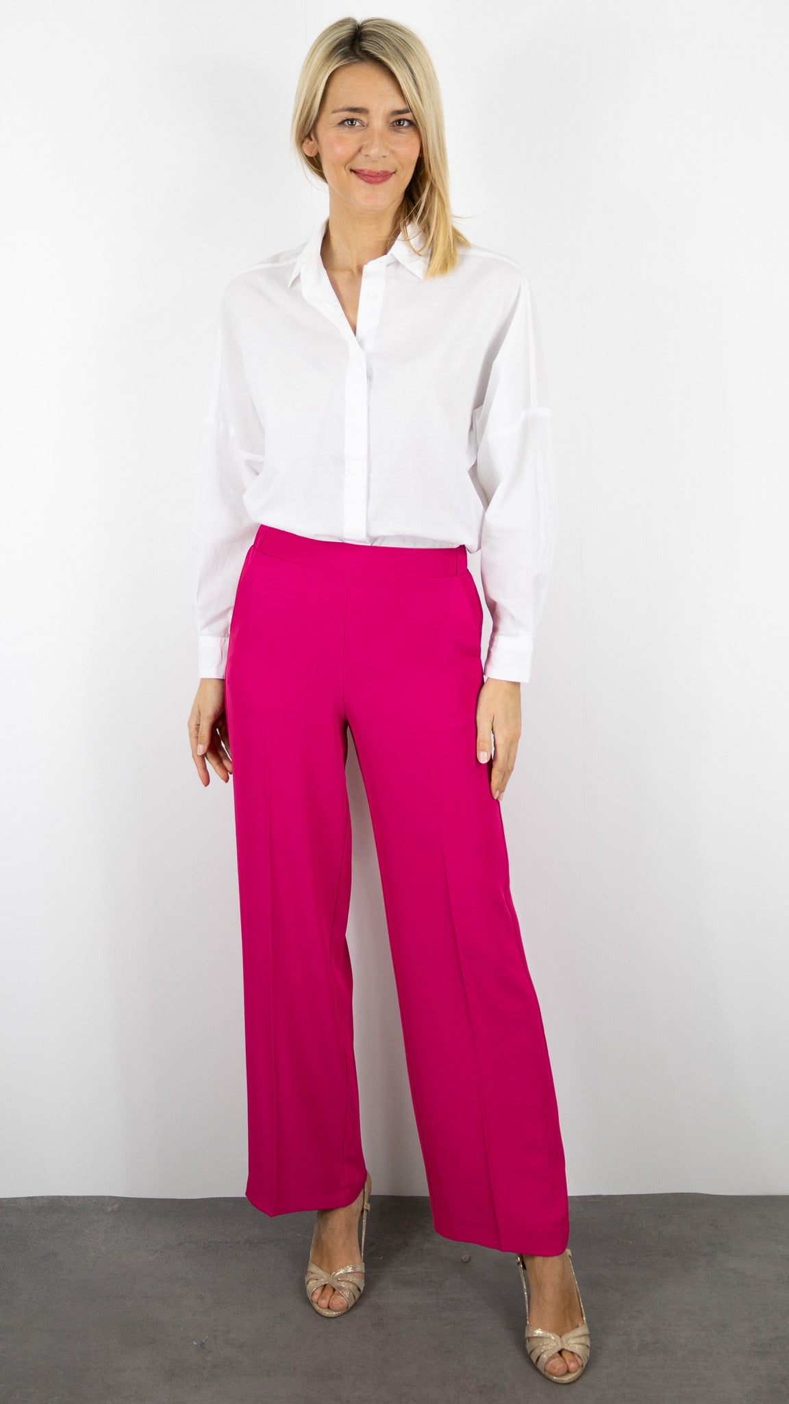 PANTALON LARGE HABILLE DOS ELASTIQUE IMPERIAM#color_1340/FUXIA