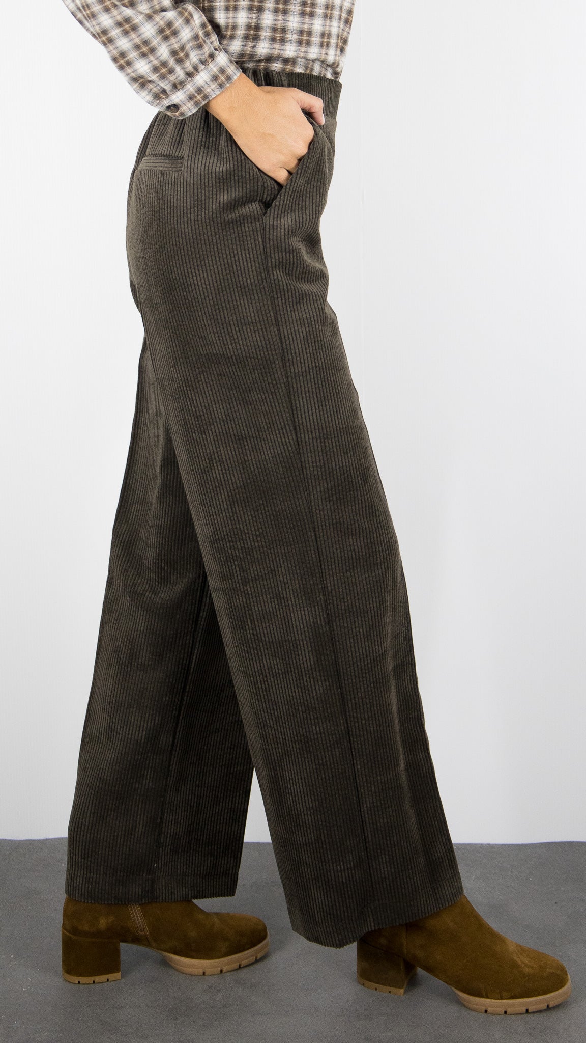 PANTALON LARGE EN VELOURS COTELE CHOCO POUR FEMME  IMPERIAL P4L0KEC#COLOR_MORO/CHOCO
