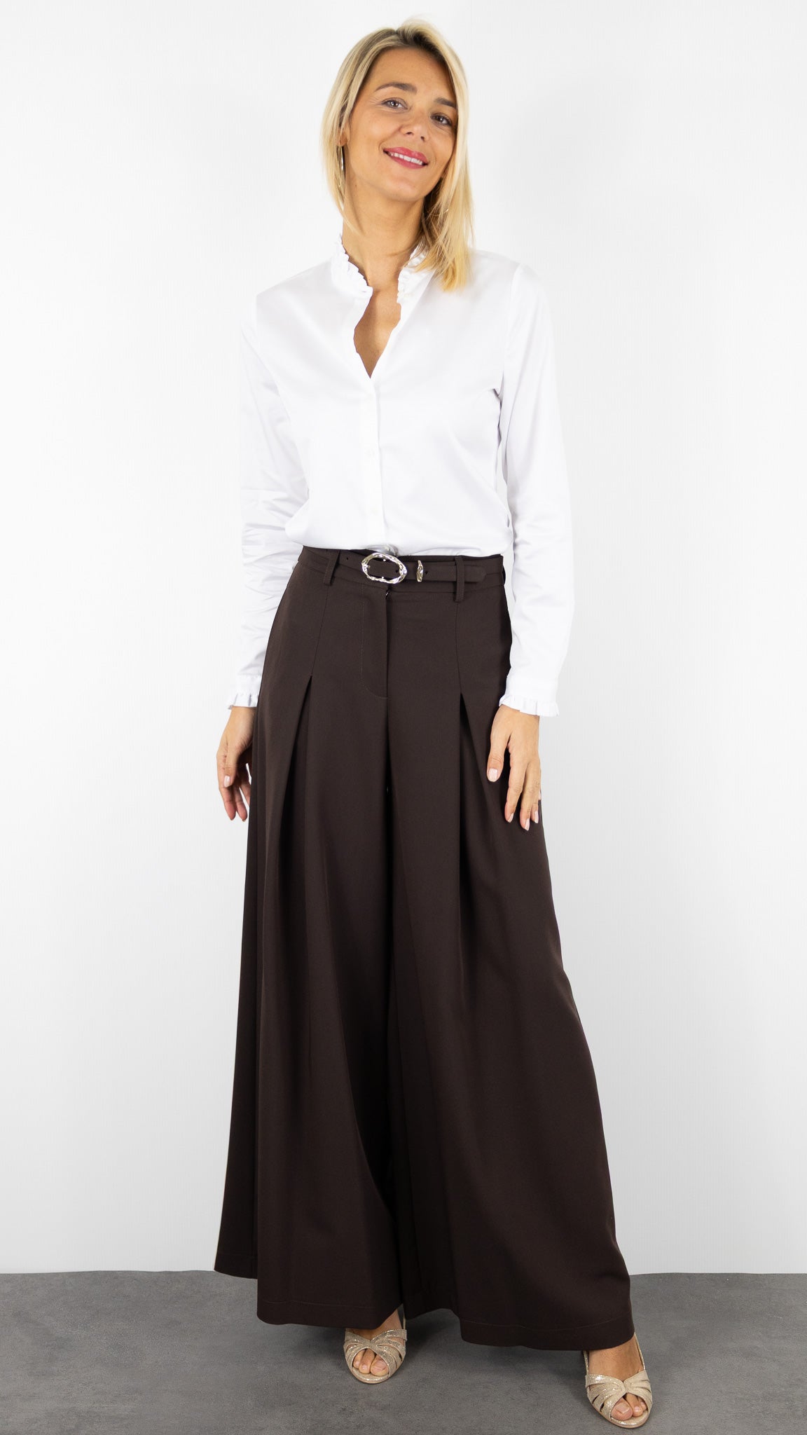 PANTALON LARGE A PINCES CHOCOLAT IMPERIAL P6D9KICC 