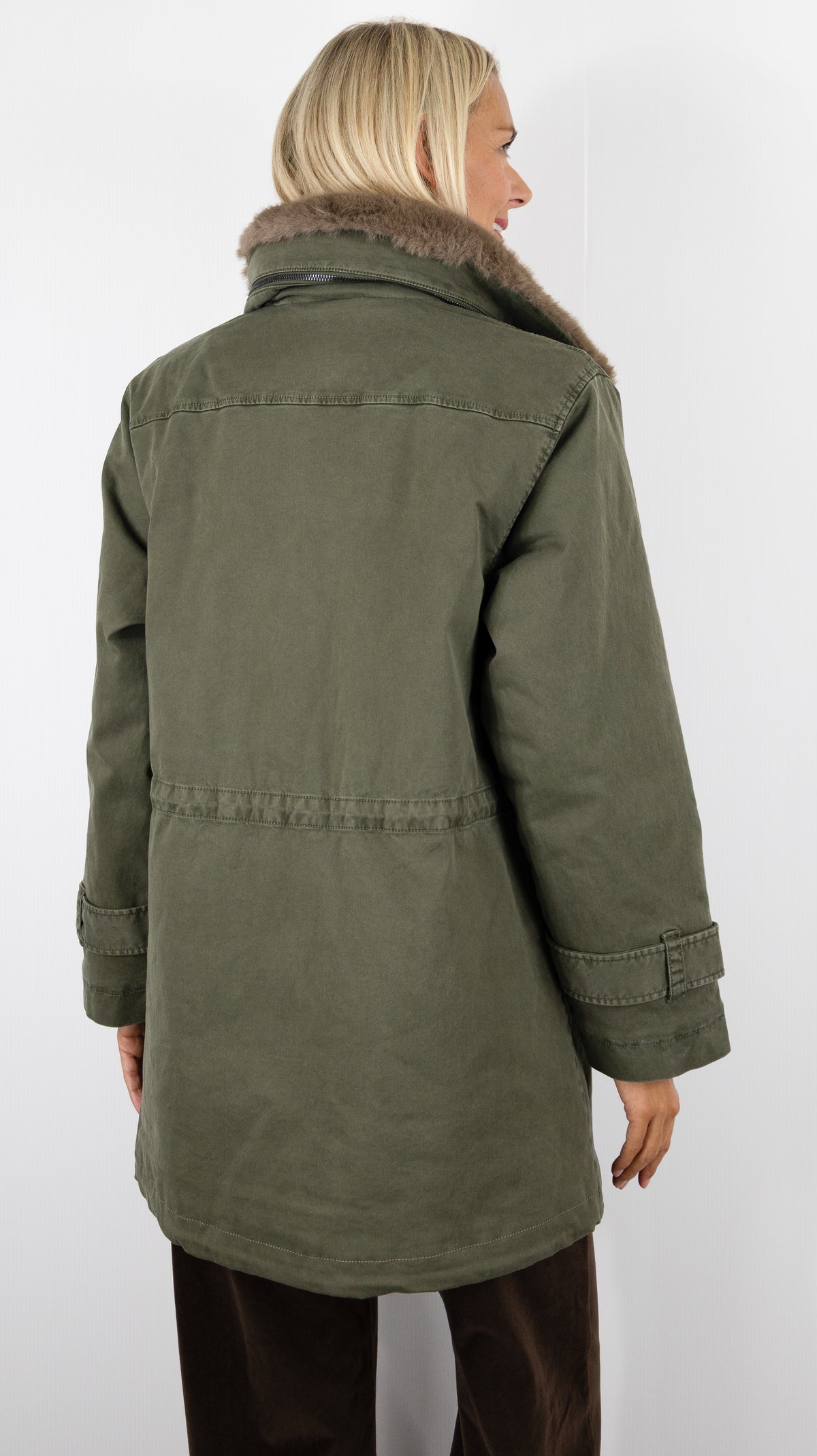 PARKA AVEC COL MONTANT EN FAUSSE FOURRURE KAKI POUR FEMME  BLONDE N°8 ANTONIA