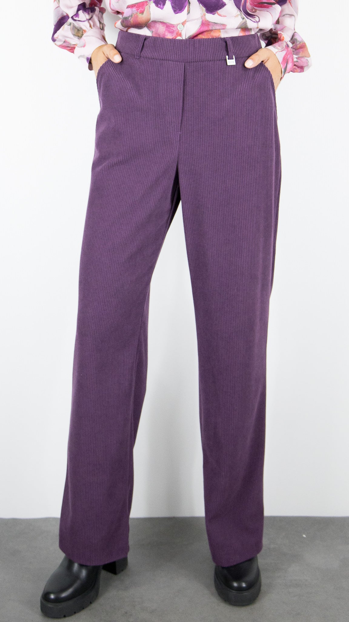 PANTALON LARGE EN VELOURS POUR FEMME BIANCA PARIGI 60028#COLOR_311/MULBERRY RAISIN