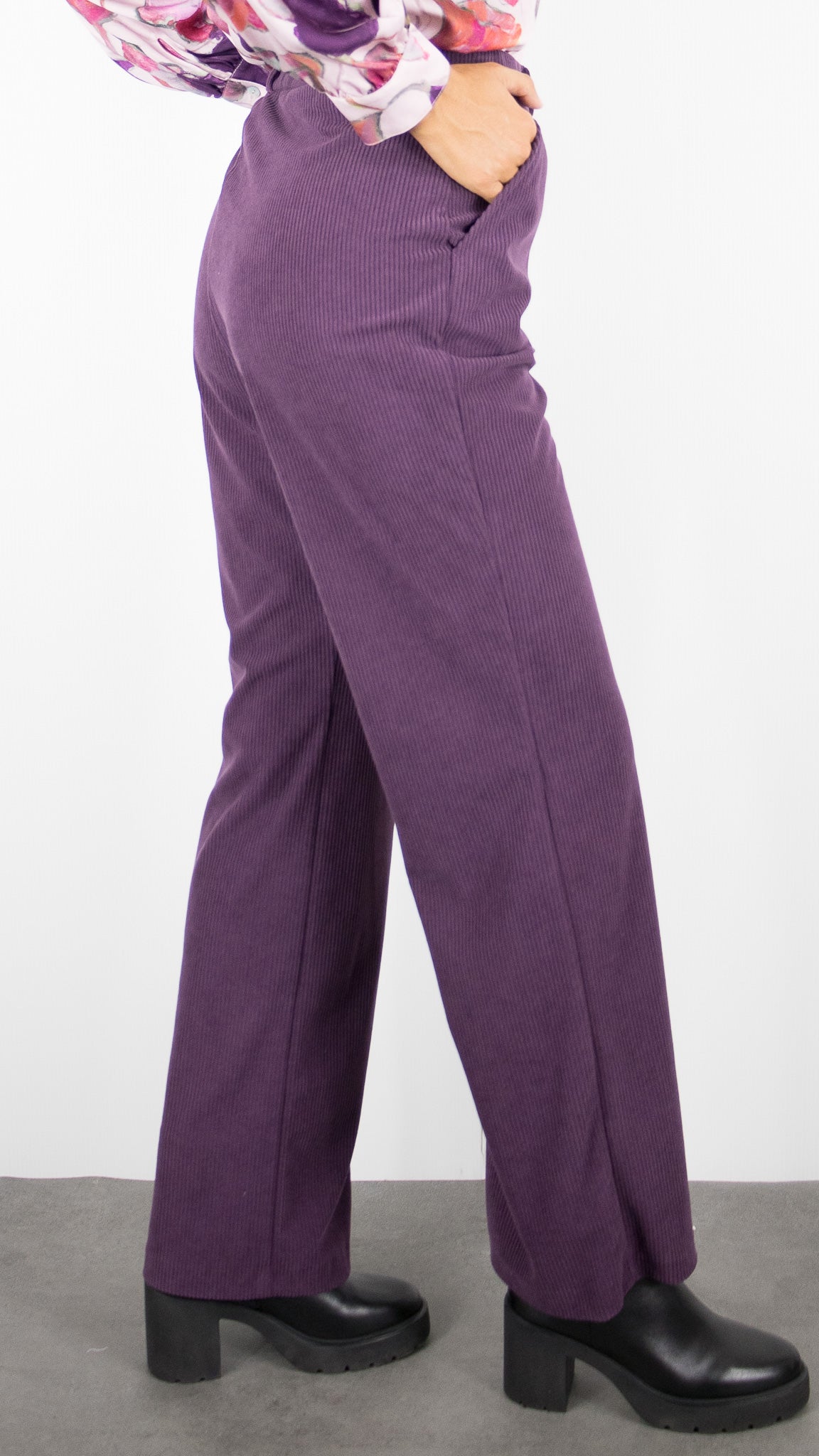PANTALON LARGE EN VELOURS POUR FEMME BIANCA PARIGI 60028#COLOR_311/MULBERRY RAISIN