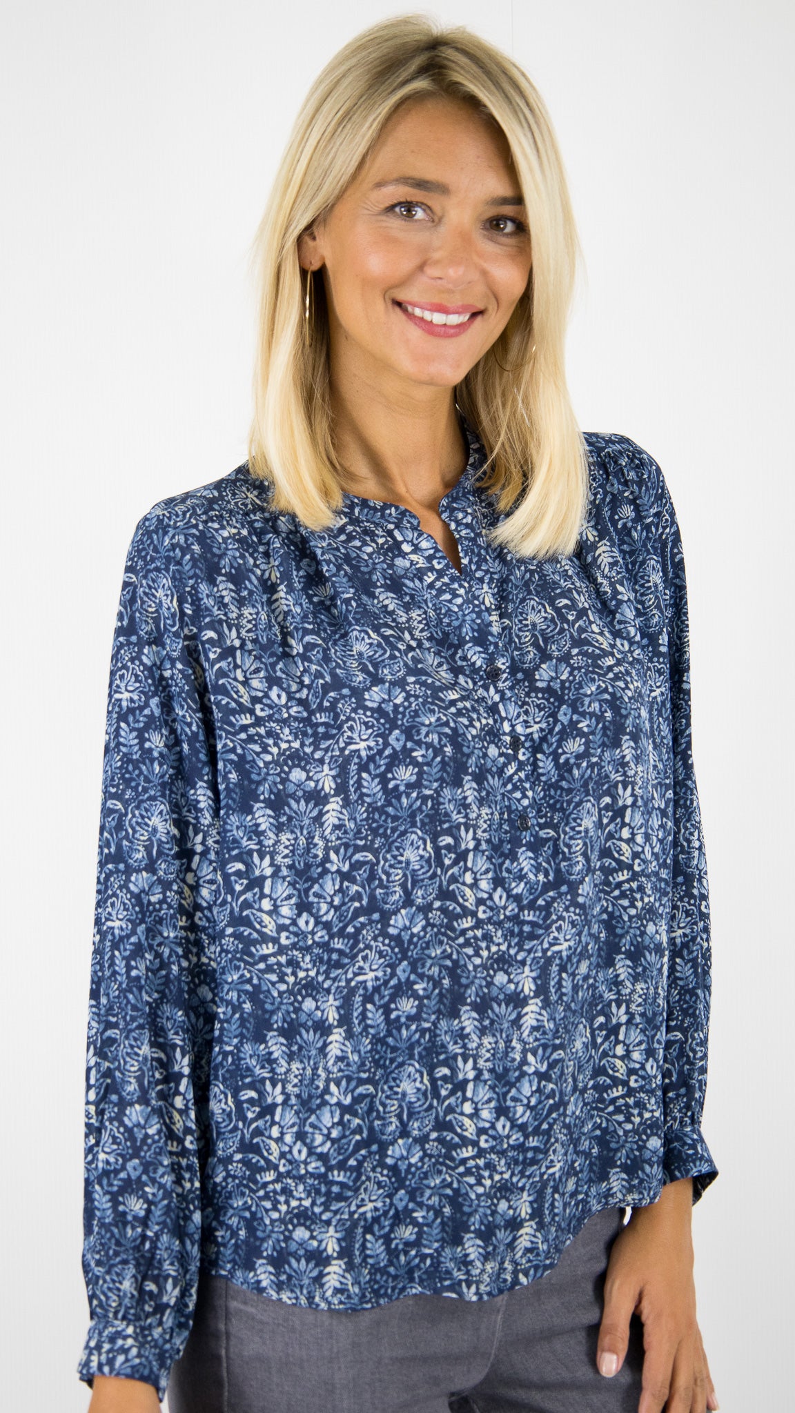 BLOUSE FLEURI BLEU FLUIDE PABLO AKINA 