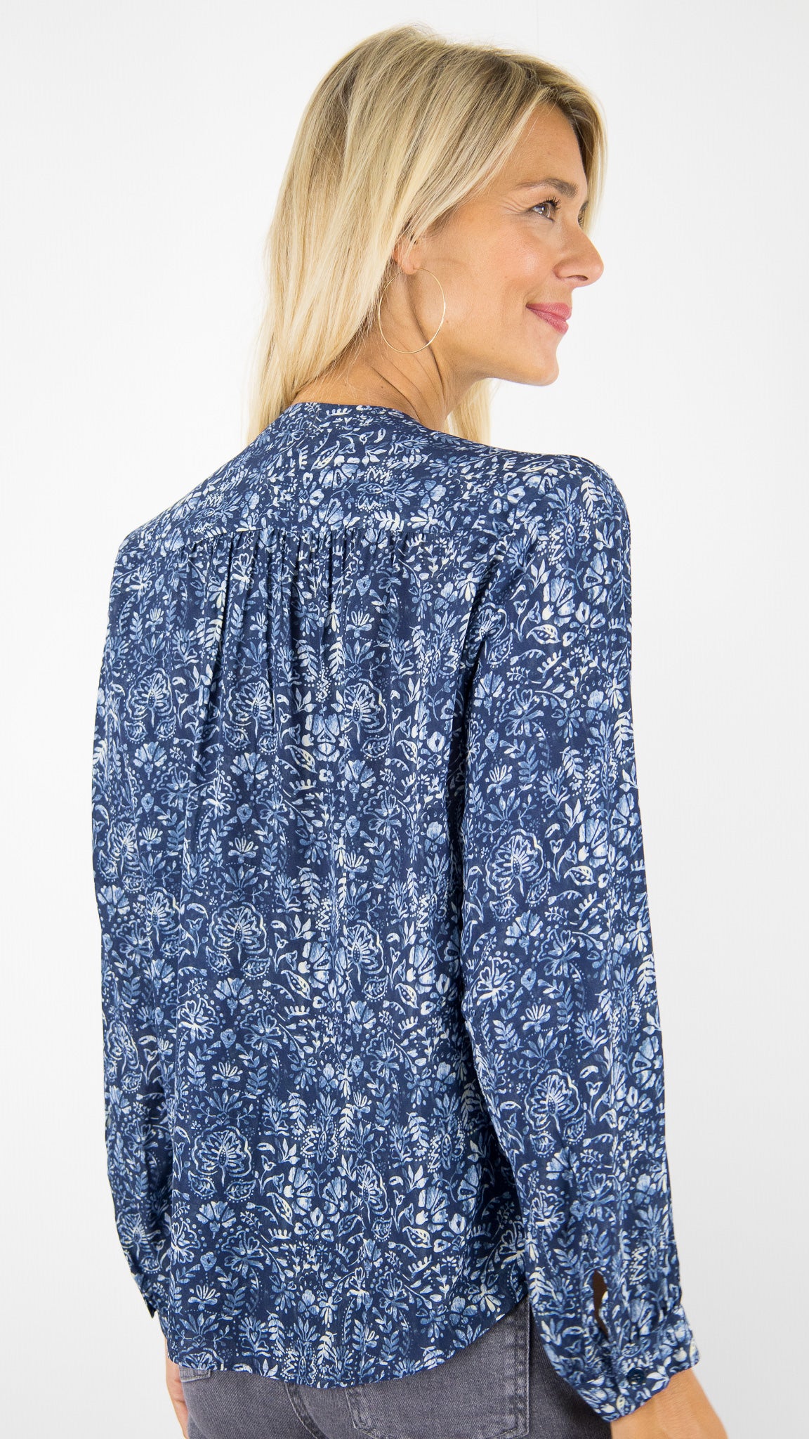 BLOUSE FLEURI BLEU FLUIDE PABLO AKINA 