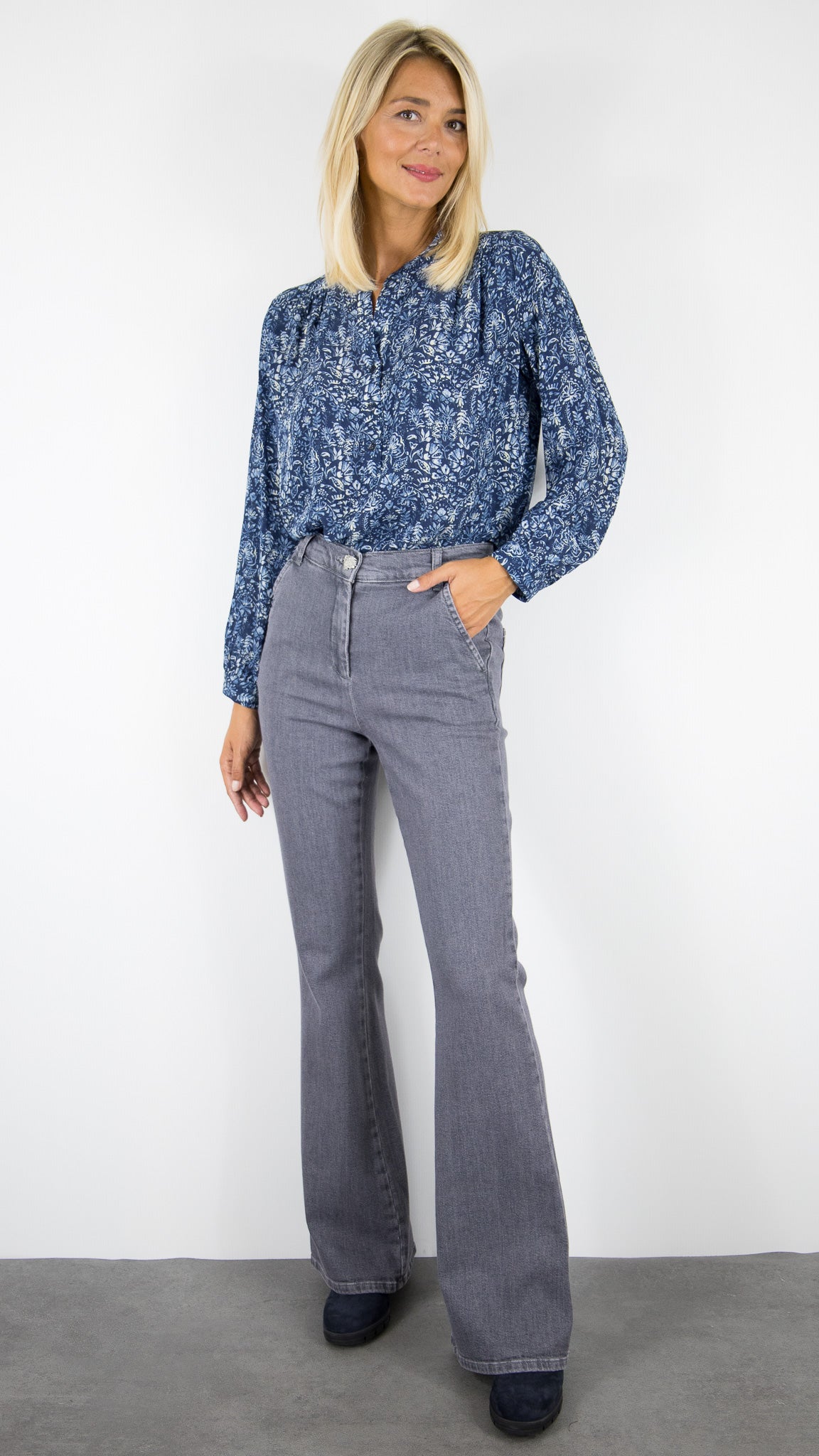 BLOUSE FLEURI BLEU FLUIDE PABLO AKINA 
