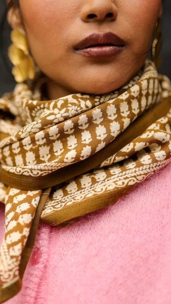 FOULARD IMPRIME FLORAUX EN COTON BELLEMME PENNY#COLOR_BRONZE