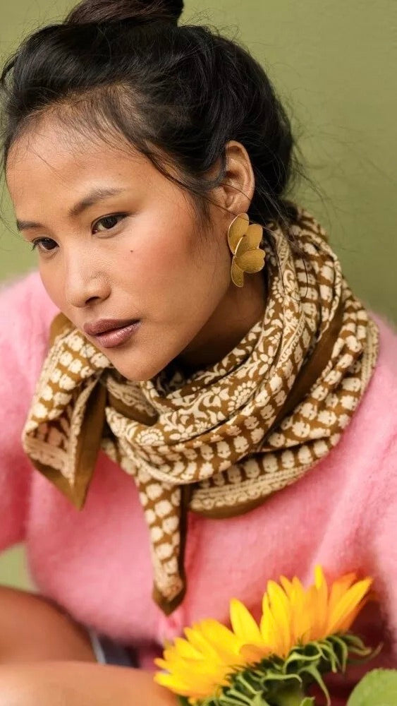 FOULARD IMPRIME FLORAUX EN COTON BELLEMME PENNY#COLOR_BRONZE