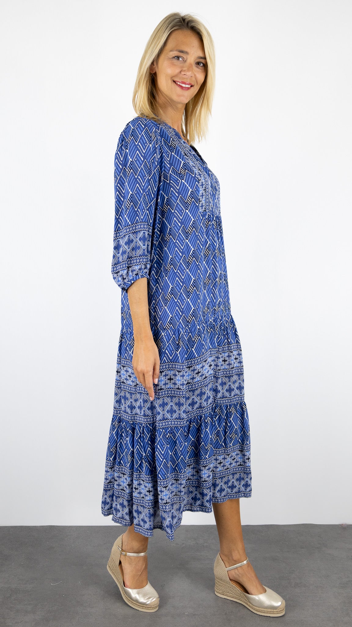 ROBE LONGUE IMPRIME ETHNIQUE BLEU GERARD DAREL PHEDRE