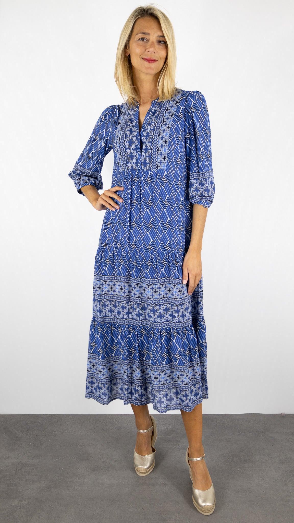 ROBE LONGUE IMPRIME ETHNIQUE BLEU GERARD DAREL PHEDRE