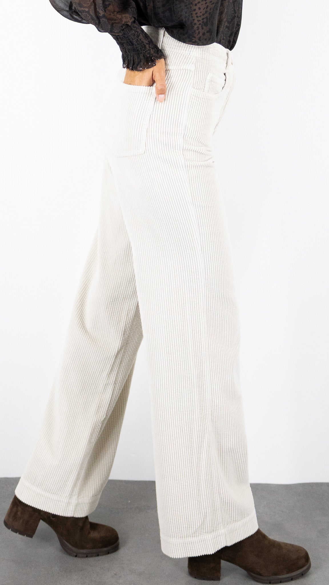 PANTALON LARGE EN VELOURS COTELE GREIGE POUR FEMME HARTFORD PILOTE