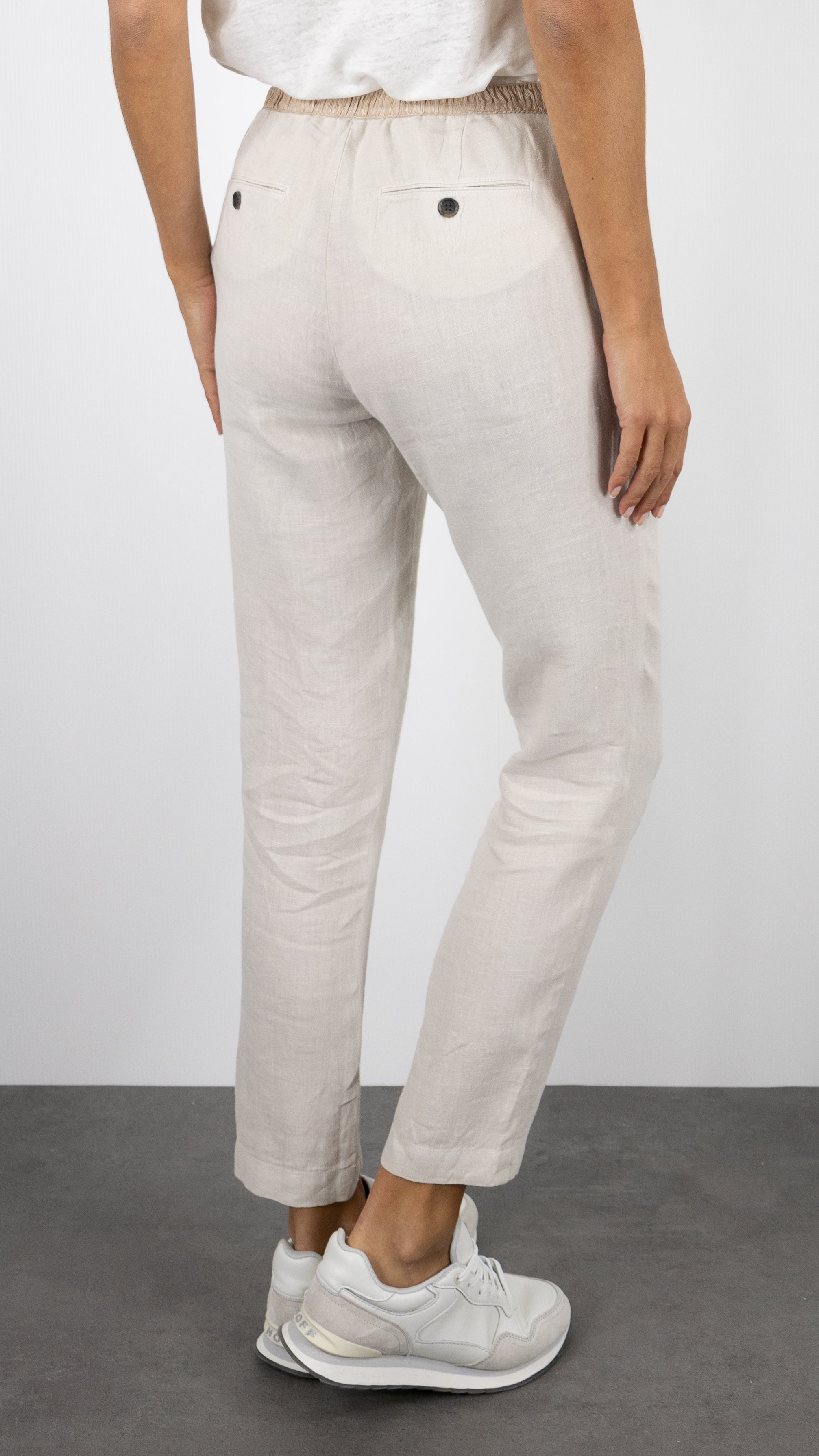 PANTALON EN LIN TAILLE ELASTIQUE HARTFORD PIROUETTE BDPK604#COLOR_21/STONE BEIGE