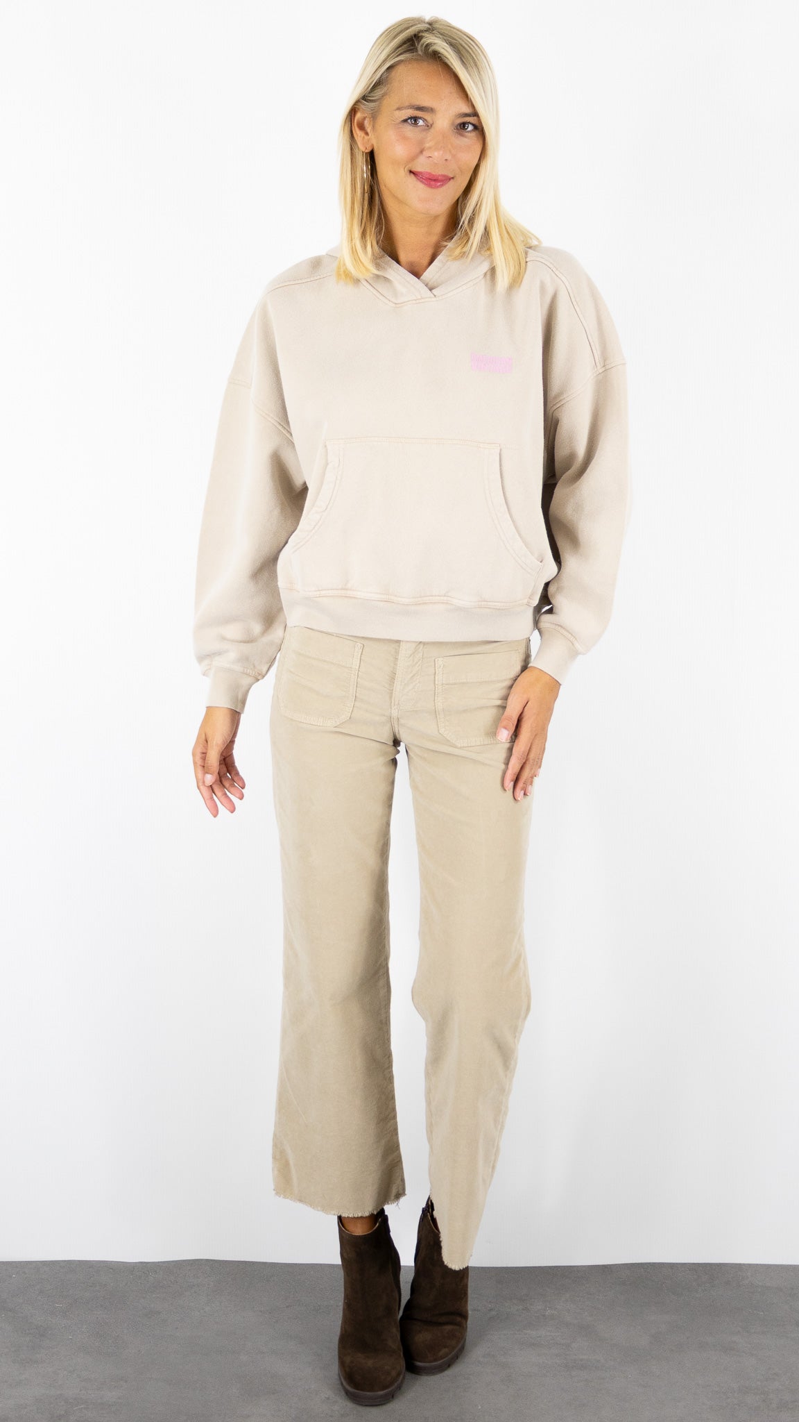 SWEAT AMPLE A CAPUCHE 100% COTON AMERICAN VINTAGE PLIZZY#COLOR_DUNE/BEIGE