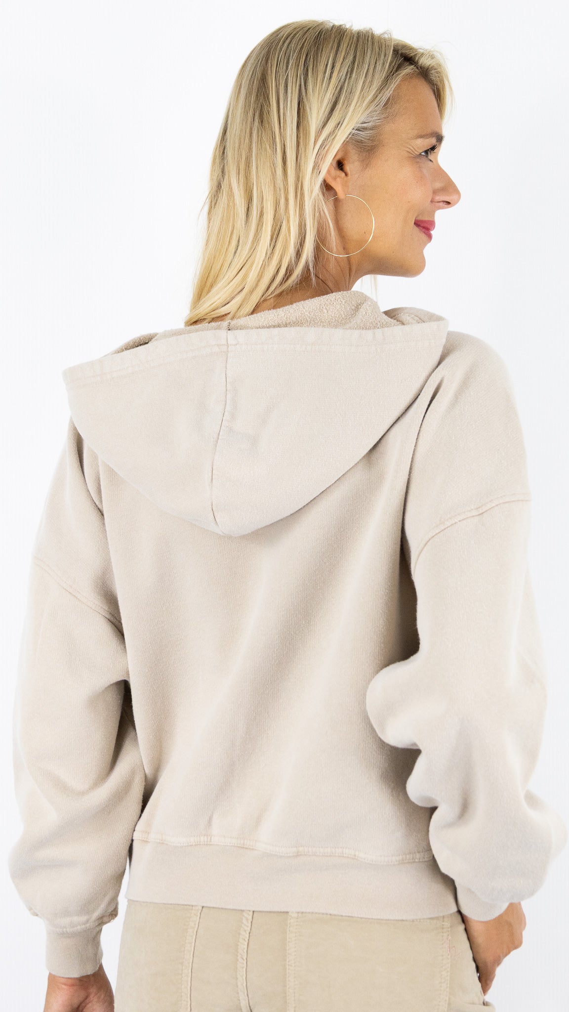 SWEAT AMPLE A CAPUCHE 100% COTON AMERICAN VINTAGE PLIZZY#COLOR_DUNE/BEIGE