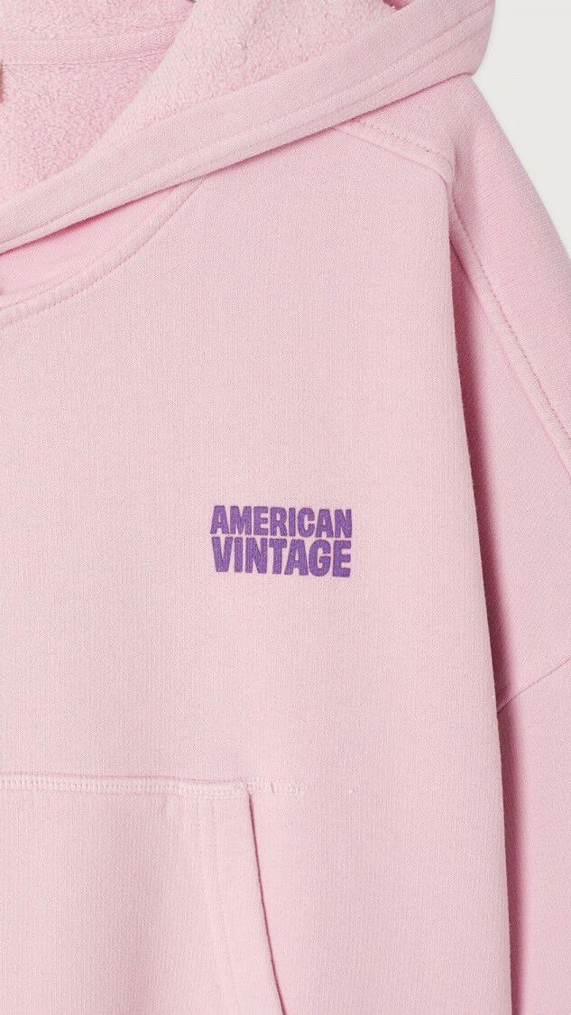 SWEAT AMPLE A CAPUCHE POUR FEMME AMERICAN VINTAGE PLIZZY#COLOR_PETALE VINTAGE