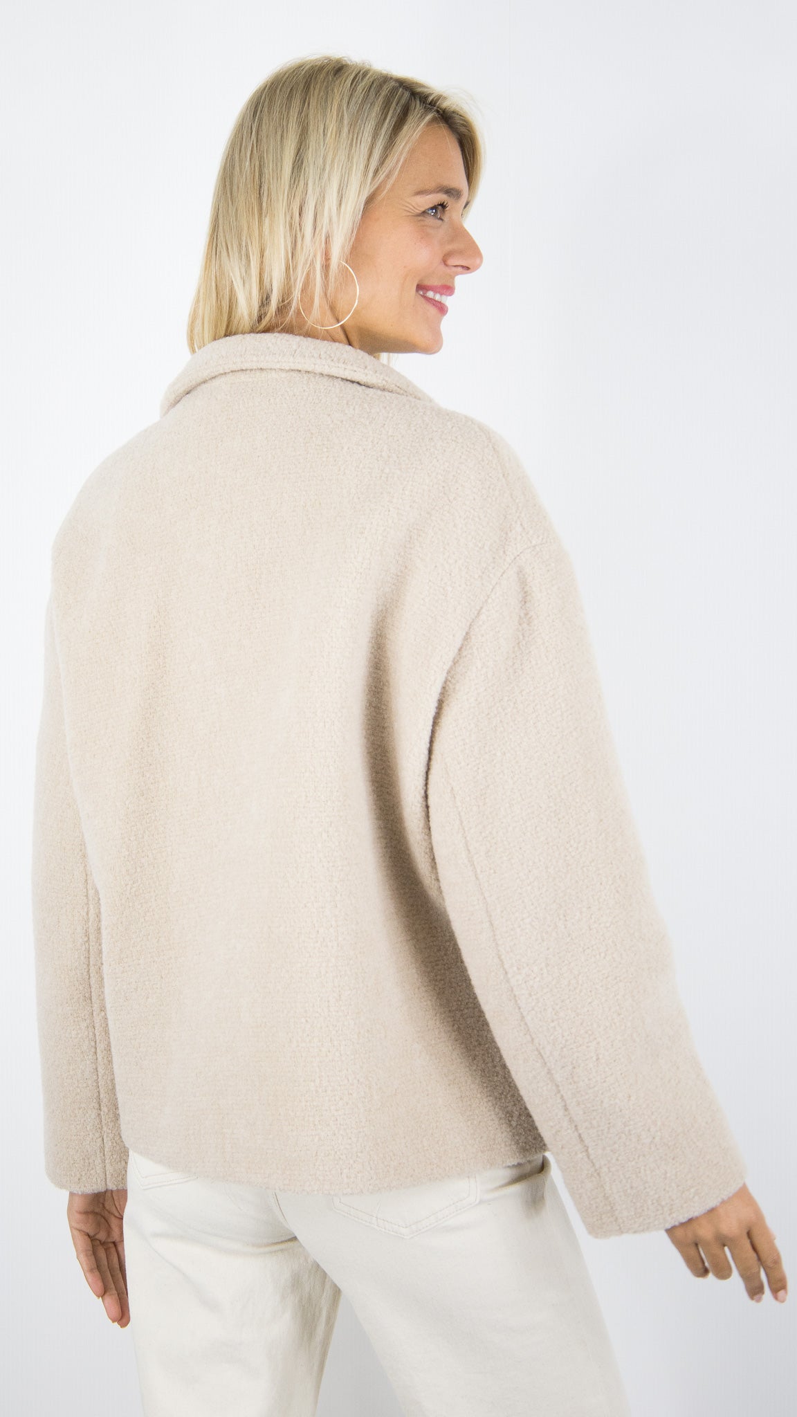 MANTEAU COURT CROISE GREIGE FEMME TRENCH AND COAT PLUMERIA TT AWLE