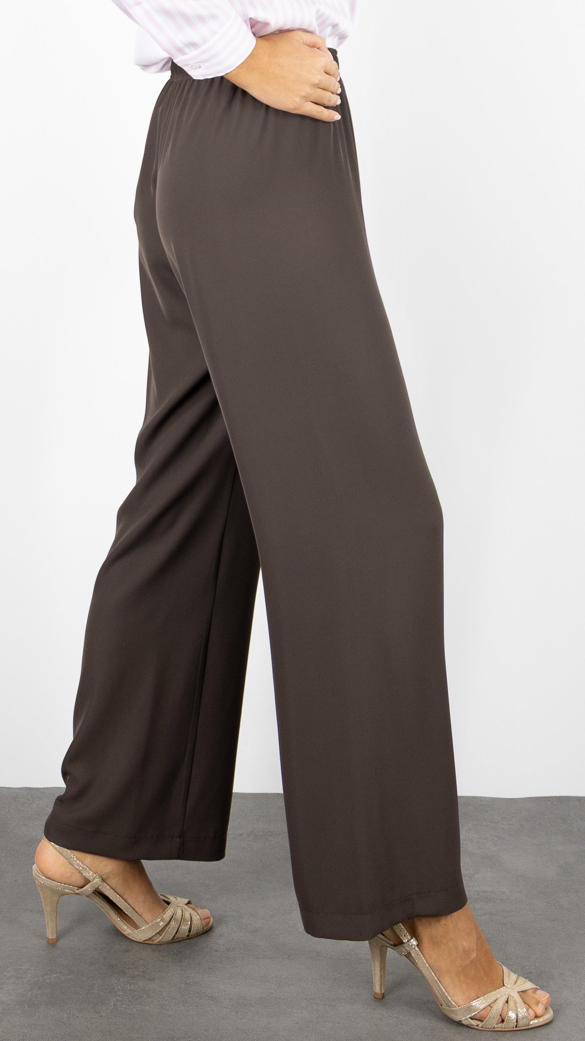 PANTALON DROIT FLUIDE TAILLE ELASTIQUE MORO CHOCO POUR FEMME IMPERIAL PVT3KDF