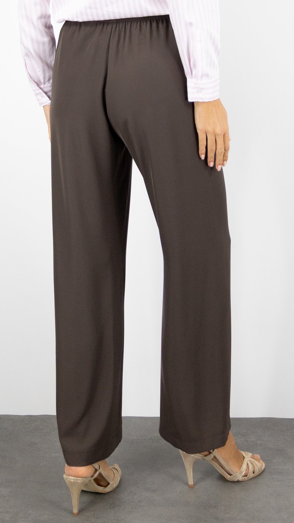 PANTALON DROIT FLUIDE TAILLE ELASTIQUE MORO CHOCO POUR FEMME IMPERIAL PVT3KDF