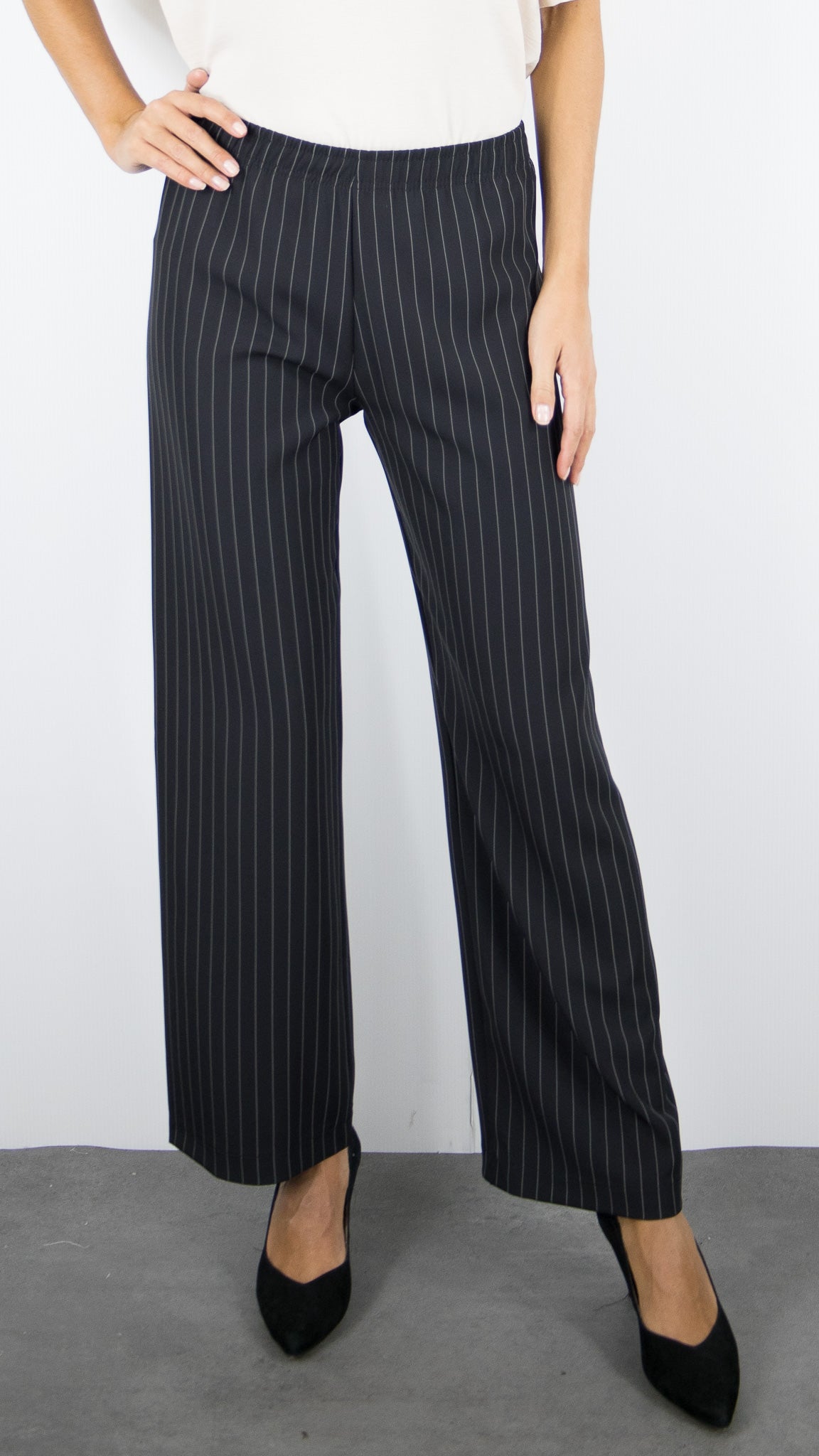 PANTALON AMPLE RAYE NOIR FEMME IMPERIAL PVT3KIK
