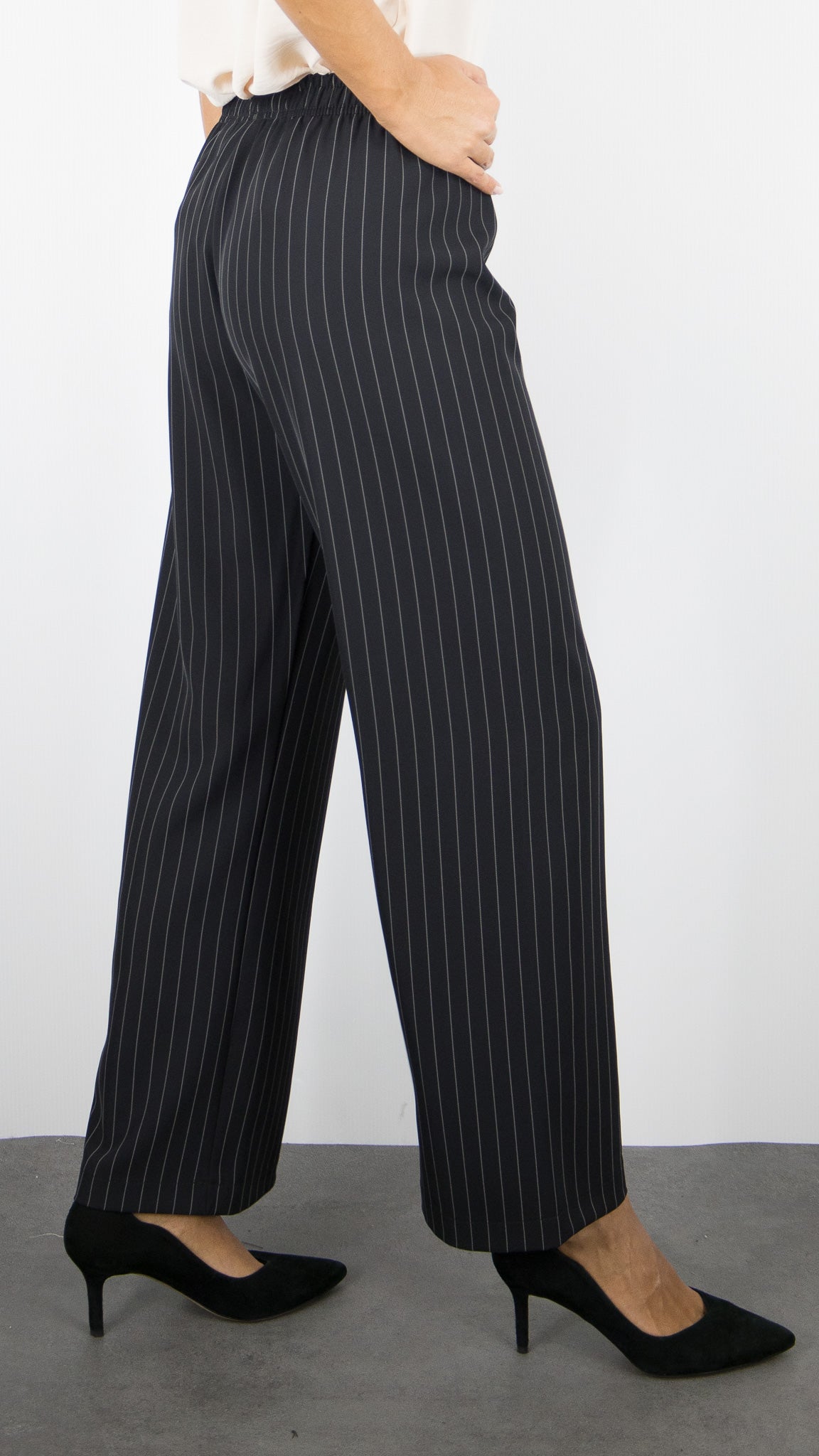 PANTALON AMPLE RAYE NOIR FEMME IMPERIAL PVT3KIK